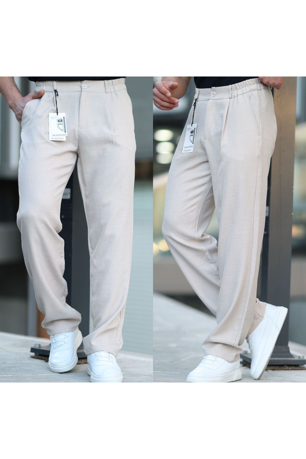 VİPMAN MODA Erkek Keten Bol Kesim Pantolon