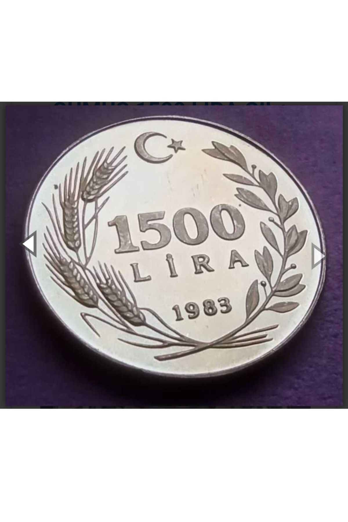 Koleksiyon 1983 YILI FAO HATIRA GÜMÜŞ 1500 TL ÇİL+. *NADİR* Baskı: 1552 Adet