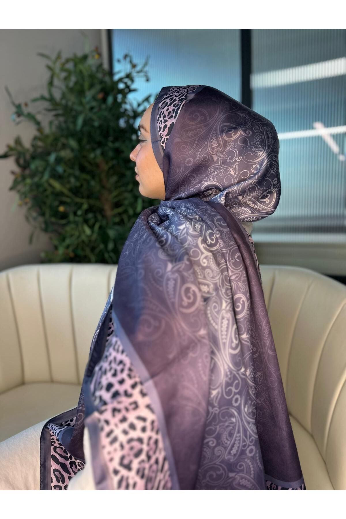 Oxygen Scarfs Leopar Detaylı Pamuk İpek Şal-456654