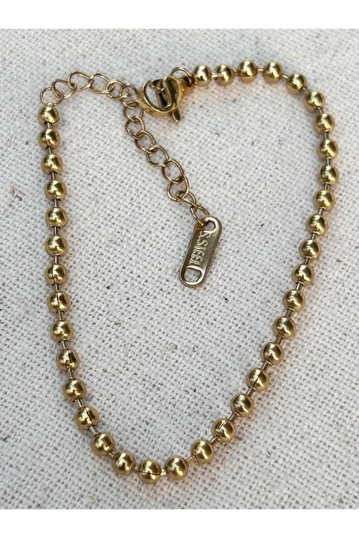 juleeco Kalın Dorika 14K Renginde Gold Çelik Bileklik(16+5cm)