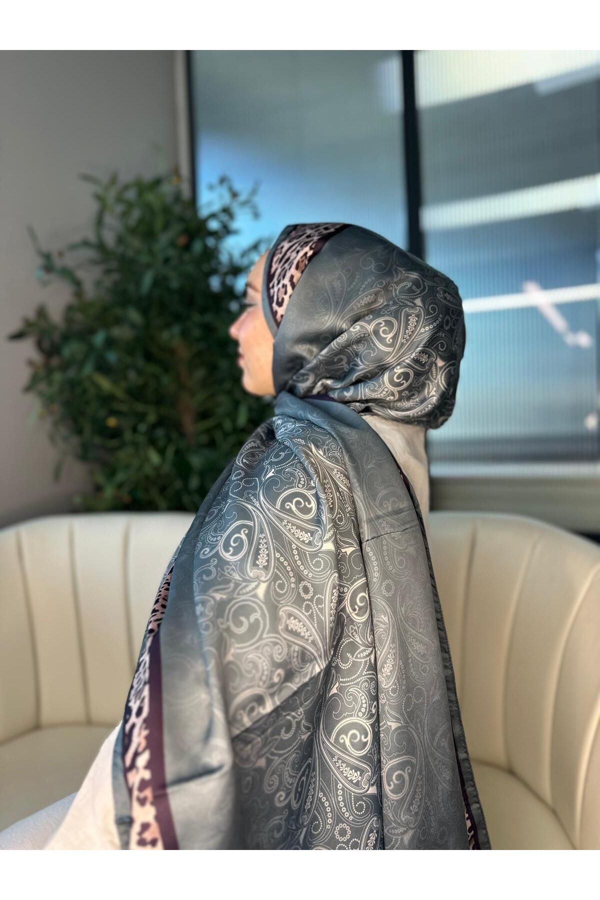 Oxygen Scarfs Leopar Detaylı Pamuk İpek Şal-456654