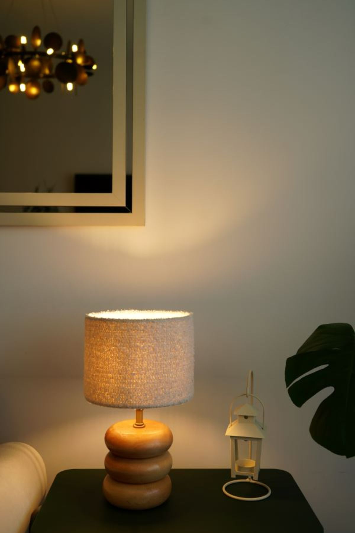 retro home design Üç Kat Silindir Krem Dokuma Model Silindir Kumaş Şapka Abajur Salon Yatak Odası