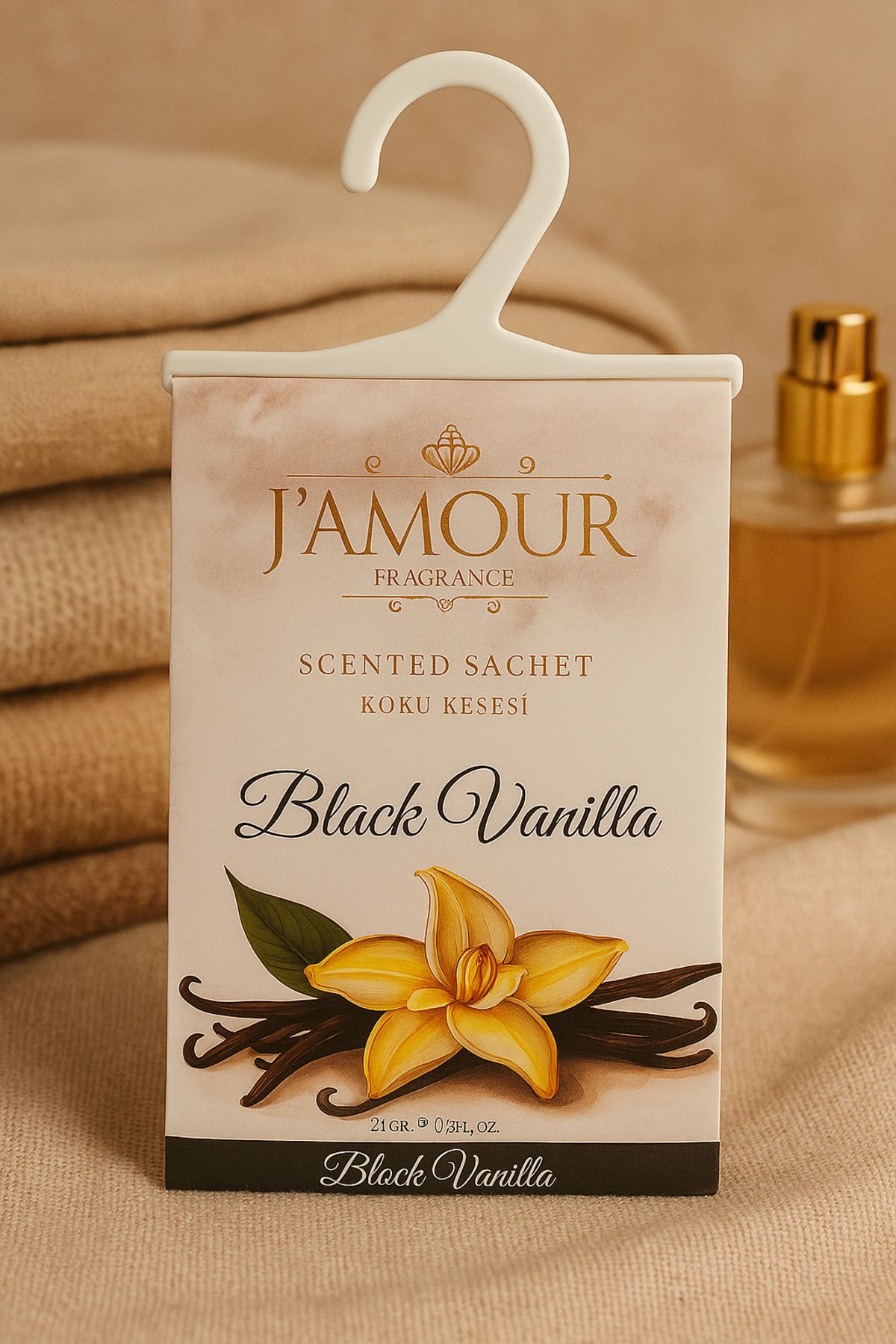 J'AMOUR Black Vanilla (Siyah Vanilya) Askılı Dolap ve Çekmece Kokusu