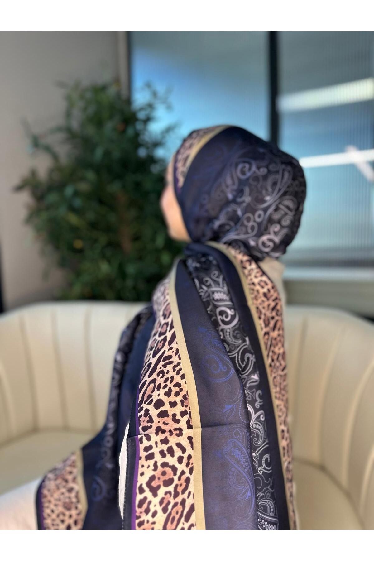 Oxygen Scarfs Leopar Detaylı Pamuk İpek Şal-456654