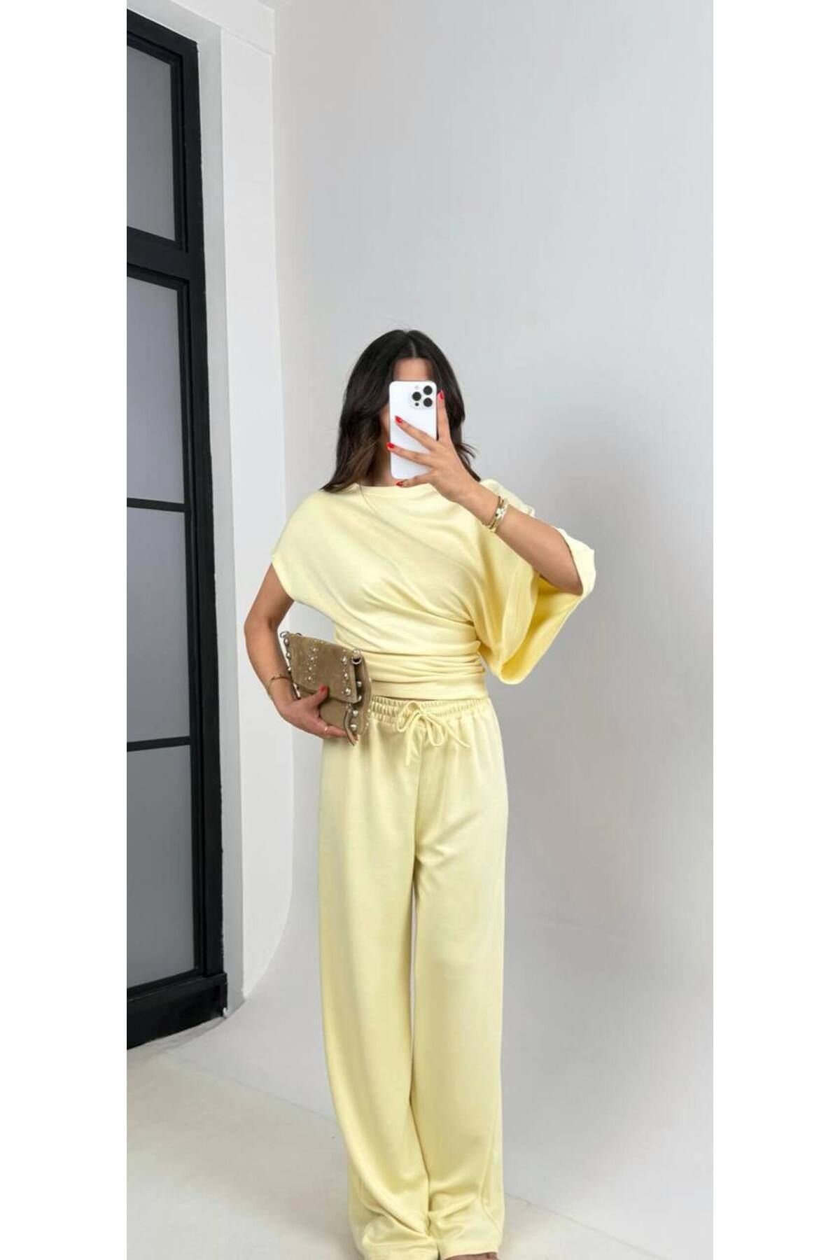 manana fashion YARASA KOL TREND TSHİRT PANTOLON ŞIK EŞOFMAN TAKIMI