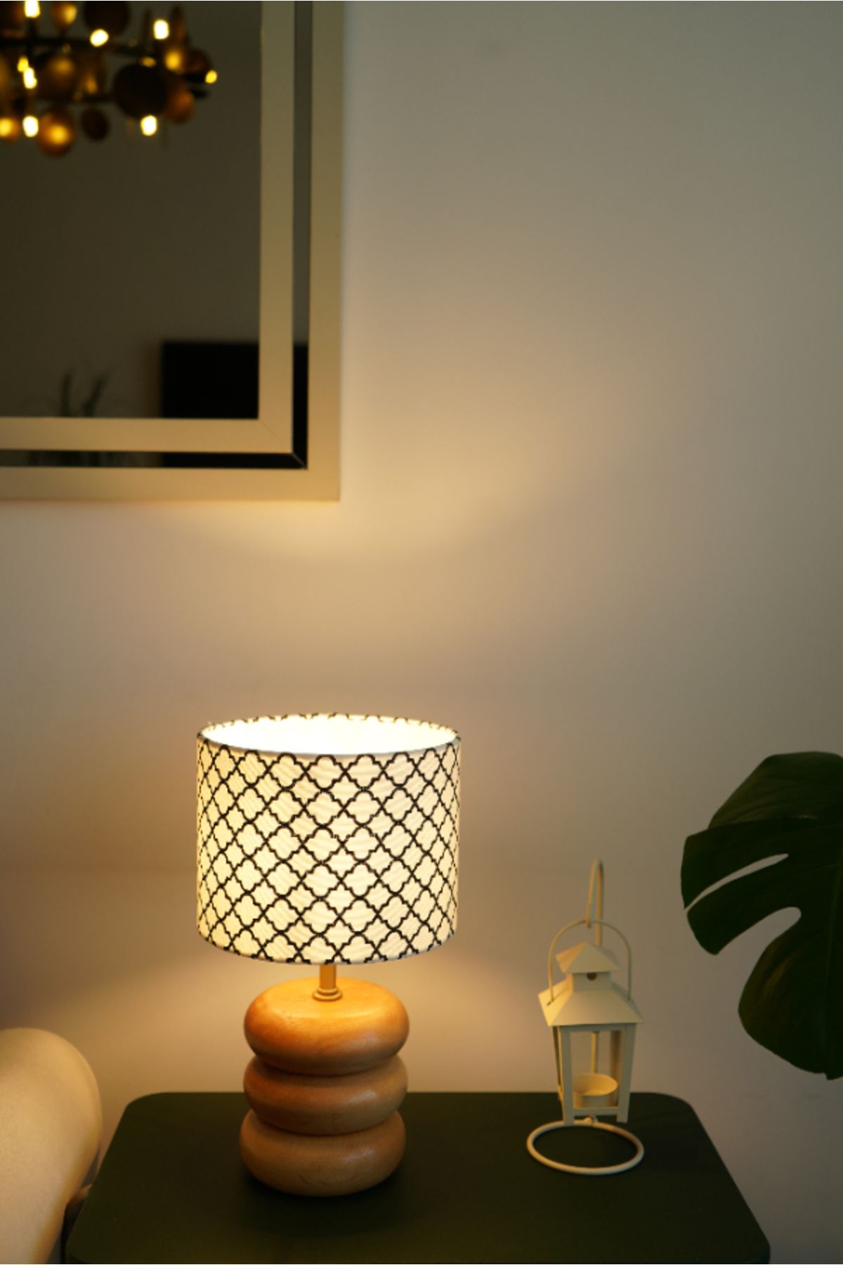retro home design Üç Kat Silindir Siyah Özel Baskı Model Silindir Kumaş Şapka Abajur Salon Yatak Odası