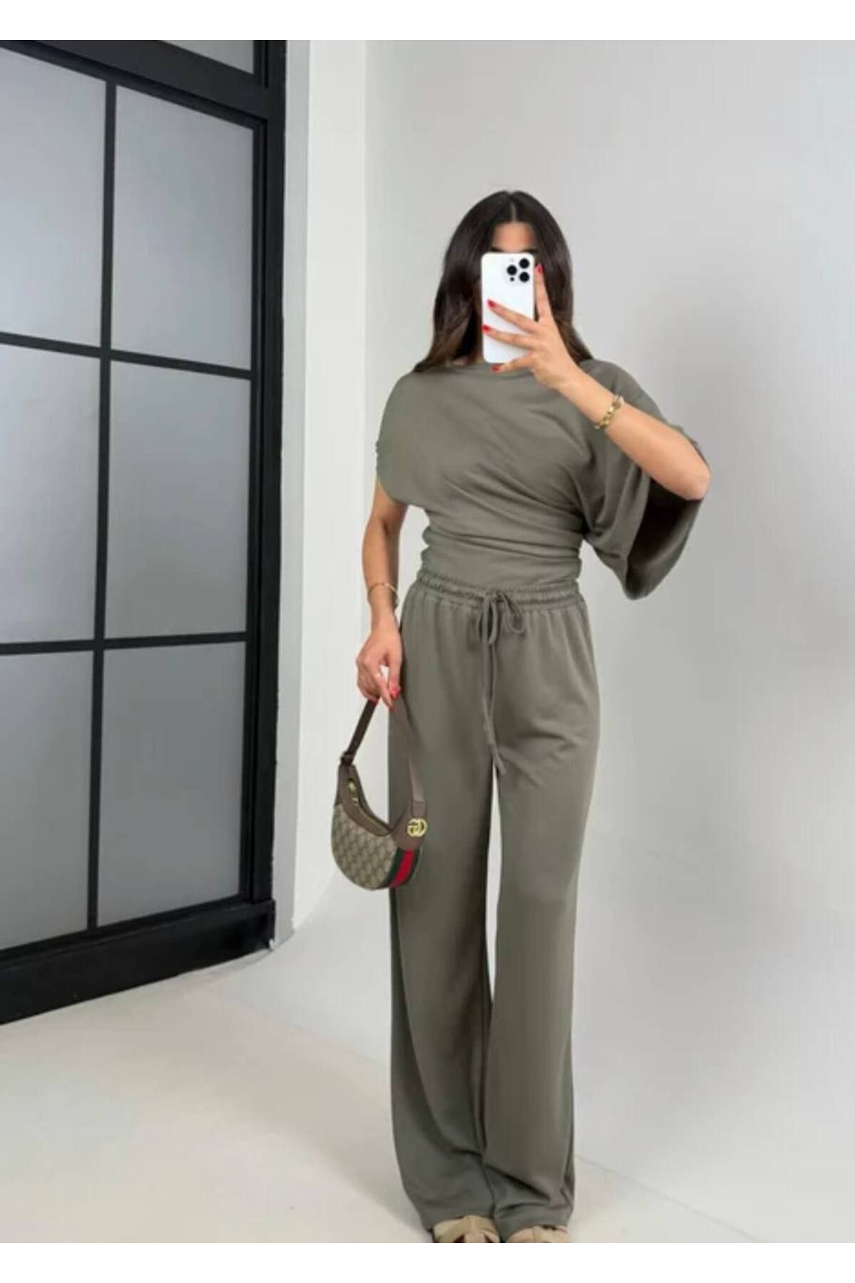 manana fashion YARASA KOL TREND TSHİRT PANTOLON ŞIK EŞOFMAN TAKIMI