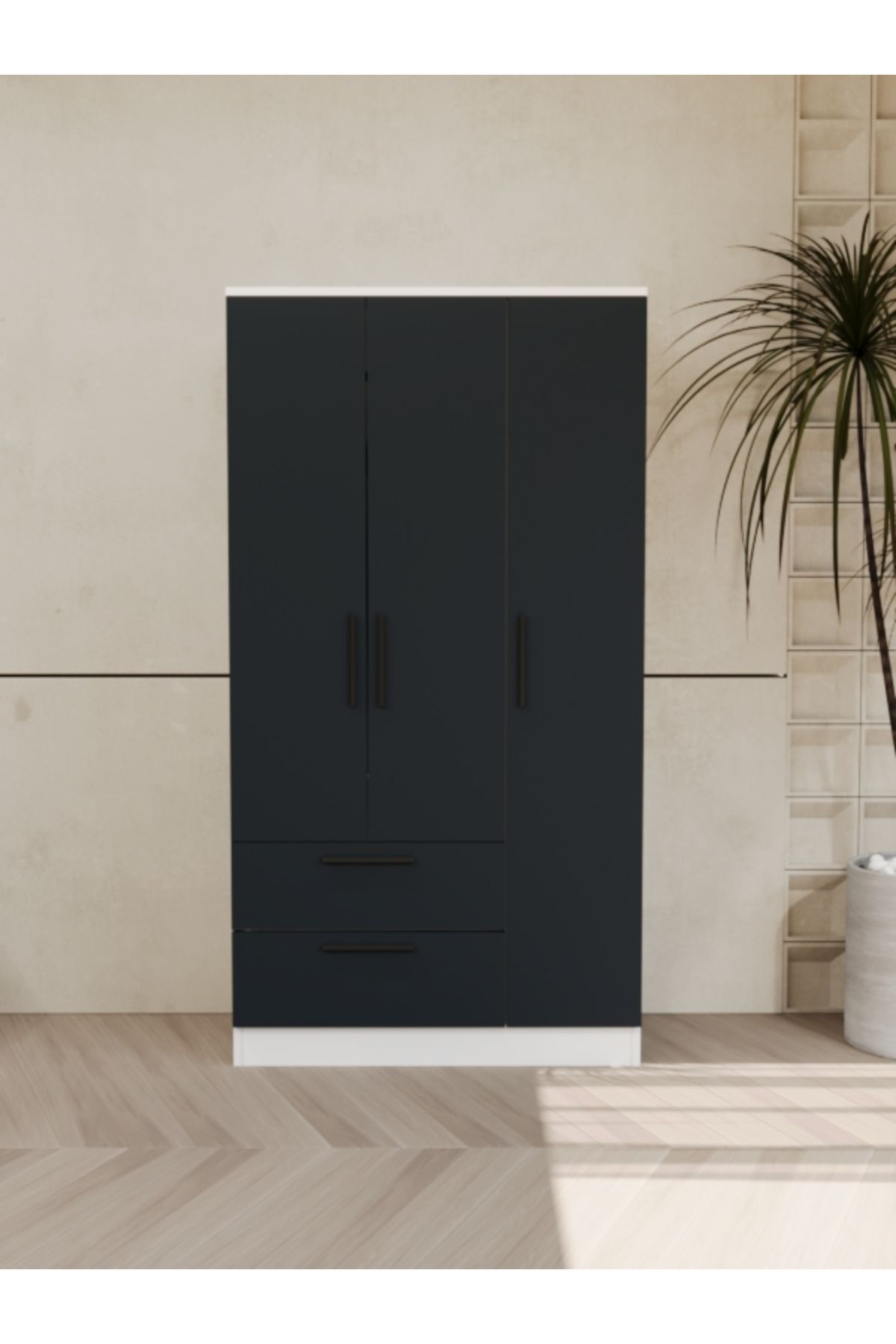 Nitro Furniture İmre Gardırop - Kompakt ve Fonksiyonel Beyaz & Antrasit Tasarım (90x44.5x170 cm)