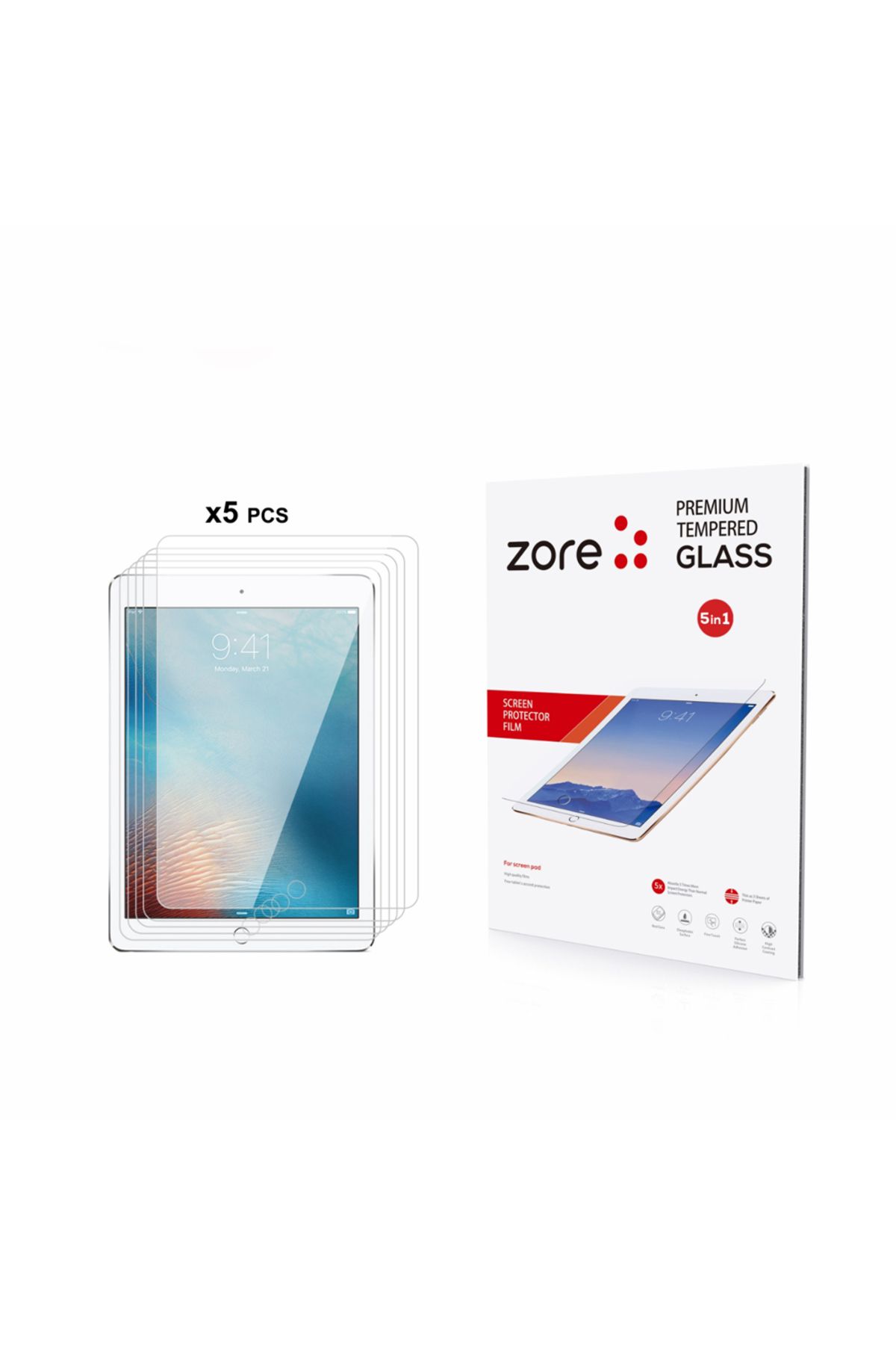 Vexor iPad 9.7 2018 (6.Nesil) Uyumlu UCY 5in1 Tablet Temperli Cam Ekran Koruyucu