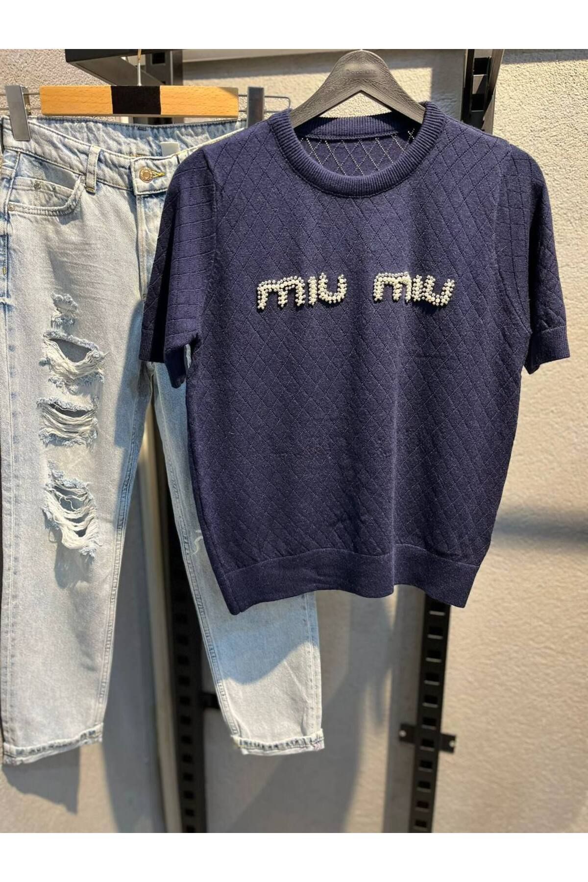 Abalı Yeni sezon MI-U MI-U taşlı bluz.