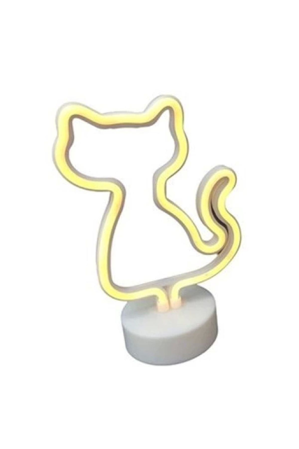Moon Neon Işıklı Kedi Lamba Pil+usb Pembe Işık