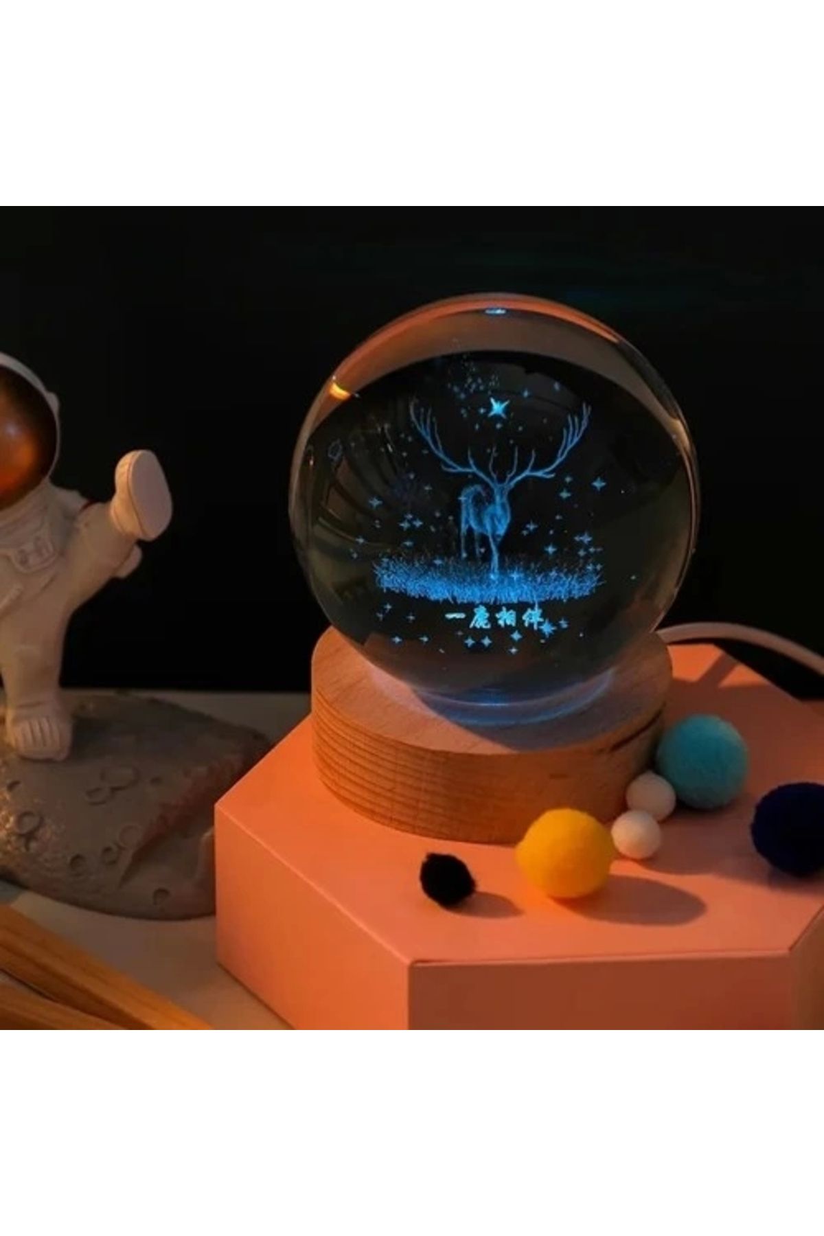 Moon Renk Değiştiren Geyik Cam Küre