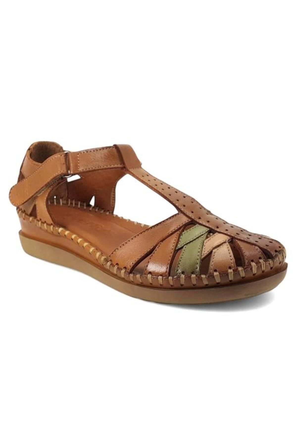 Venüs 25033540 Günlük Hakiki Deri Sandalet-Taba