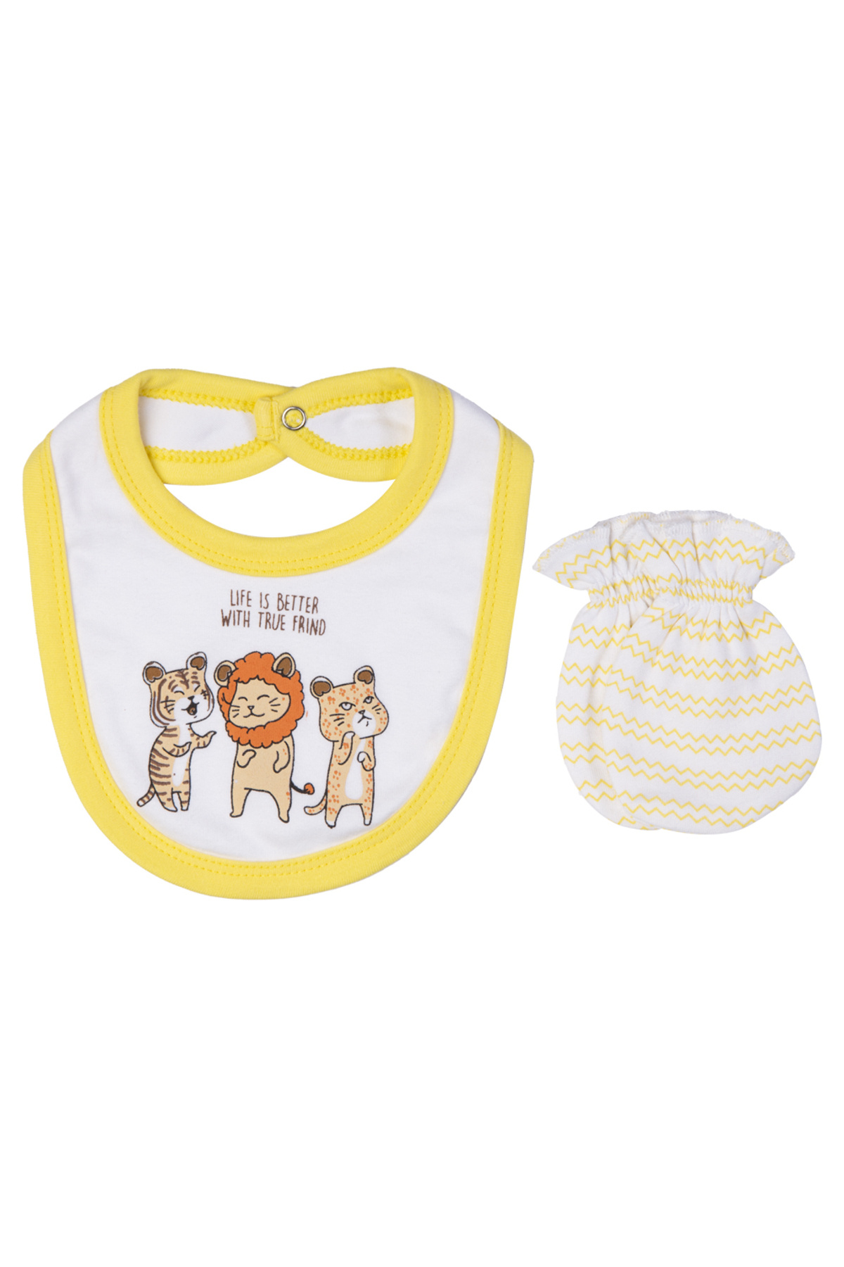 Babies Basic-5 piece New Born Set include Bib, Romper, Mittens, Cap, Sleepsuit- Life is Better 5
