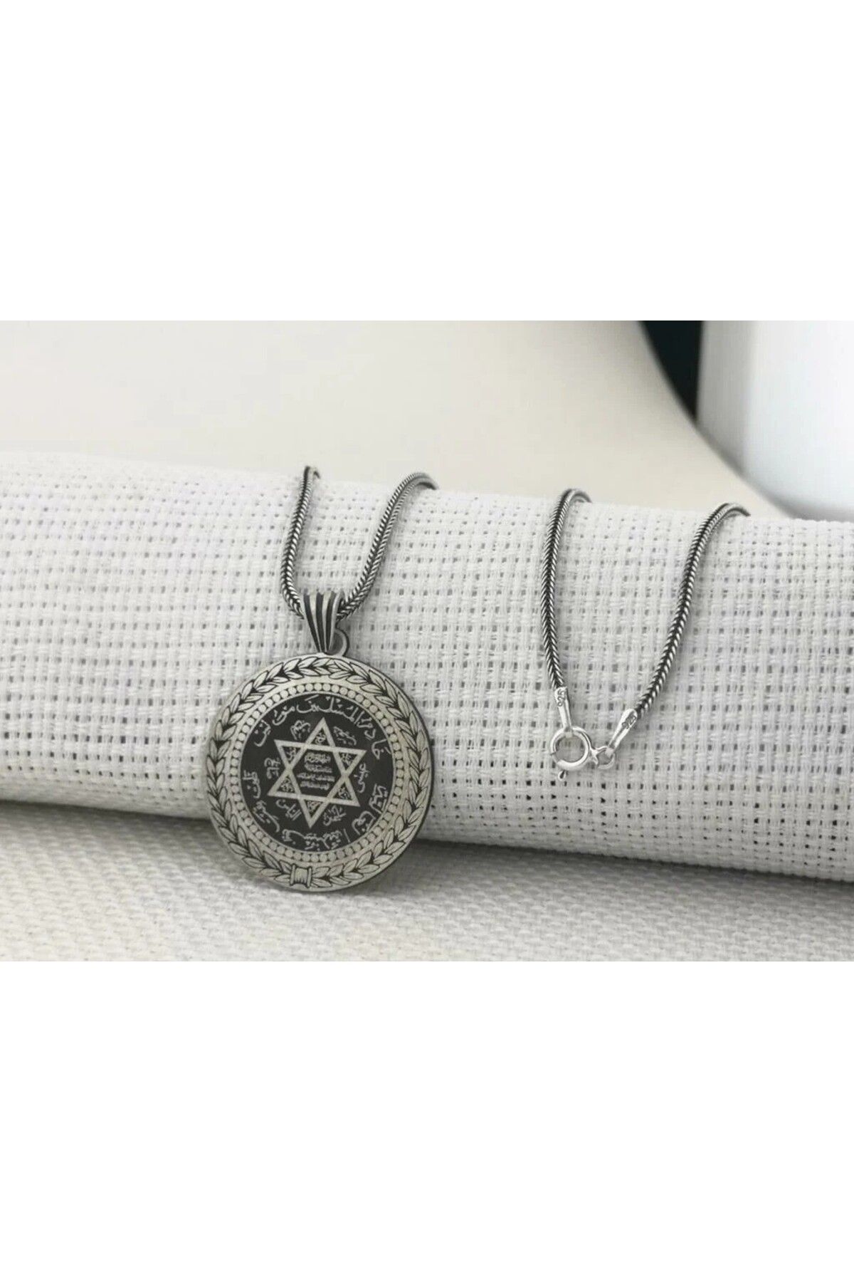 shop Hz Süleyman Mührü 925 Ayar Gümüş Erkek Kolye