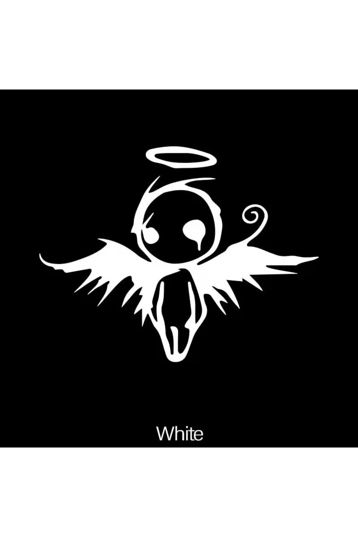 onurreklamonline Gözyaşı Döken Melek Sticker – Beyaz Vinil – Gotik Stil – Araç & Kask & Cam Uyumlu – 12x12 cm
