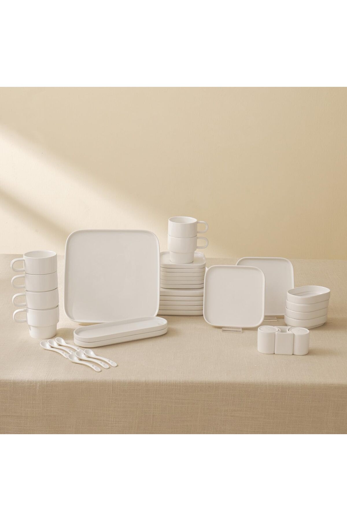 Karaca-Set de veselă Stream Pure Stream Bone China Cubique, 35 de piese, pentru 6 persoane, alb 2