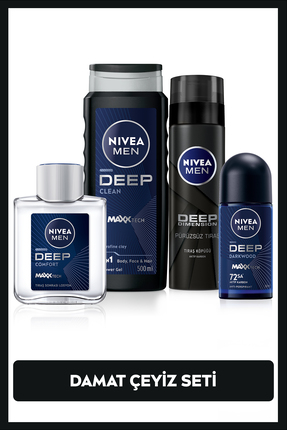 NIVEA MEN Erkek Damat Çeyiz Seti, Duş Jeli, Deodorant, Tıraş Köpüğü, Nemlendi...