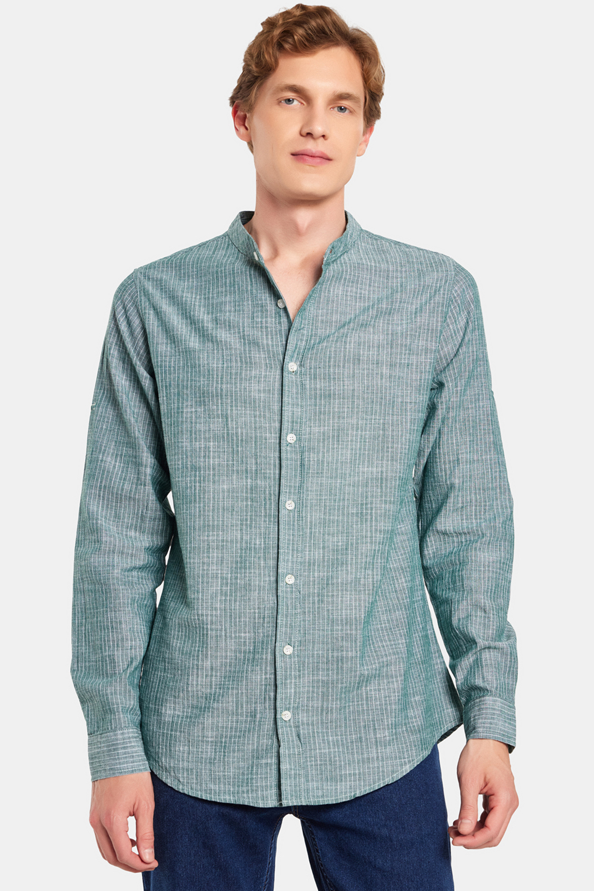 پیراهن تودورز مردانه کتن رنگارنگ بیسیک راه راه Slim Fit/اسلیم فیت    Slim/اسلیم فیت کژوال/روزمره | Tudors DR240051-2010 TR - تصویر 4