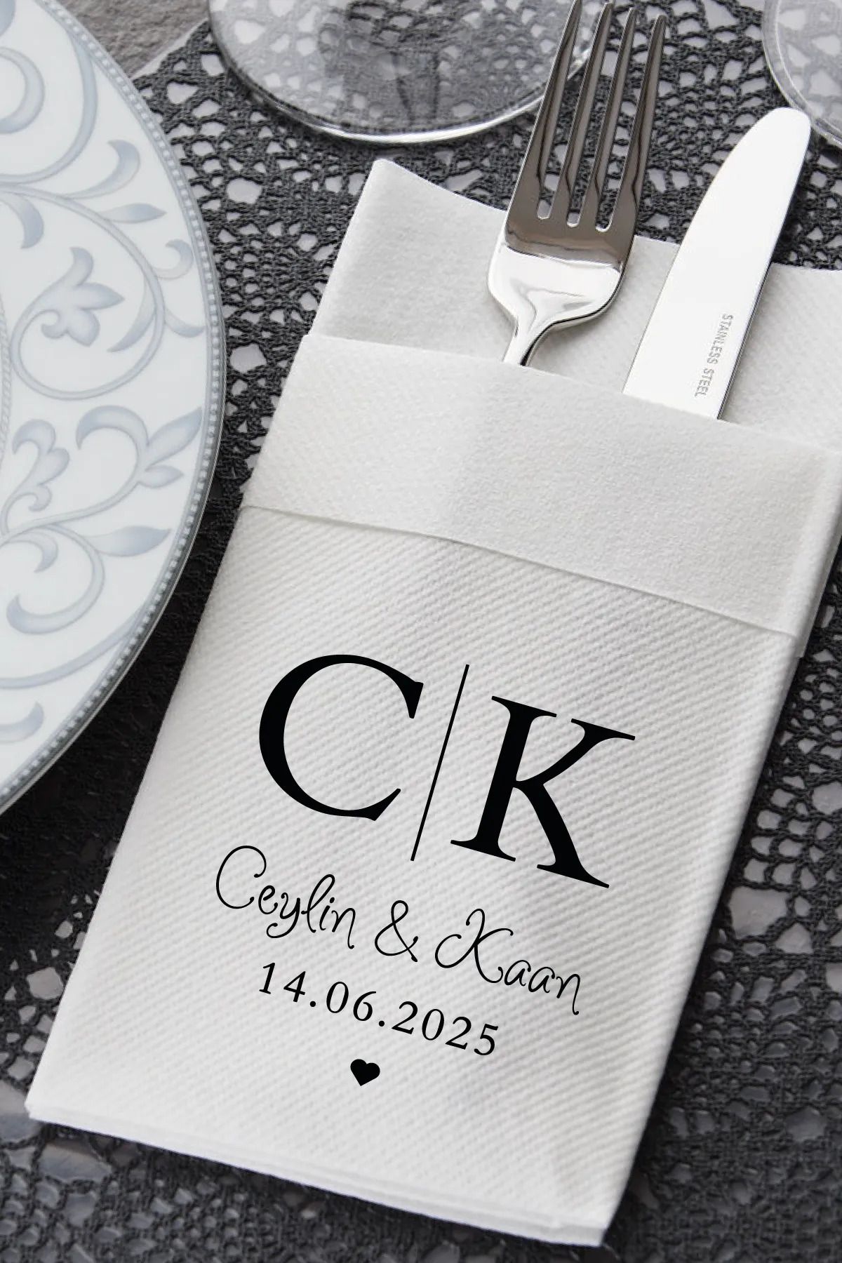 NapkinStore Orla Kişiye Özel Airlaid Peçete 25 Adet