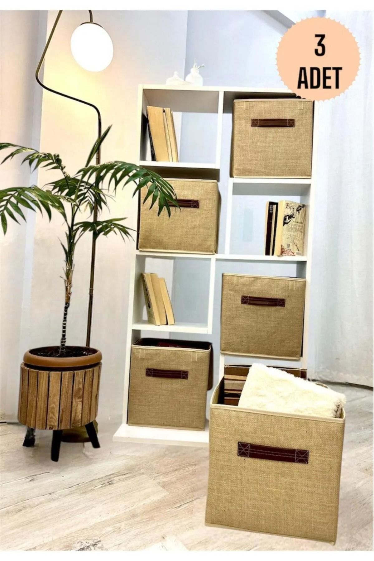 Eyfe Home Kapaksız Jüt Dolap İçi Çamaşır Oyuncak Düzenleyici Katlanır Saklama Kutusu Organizer