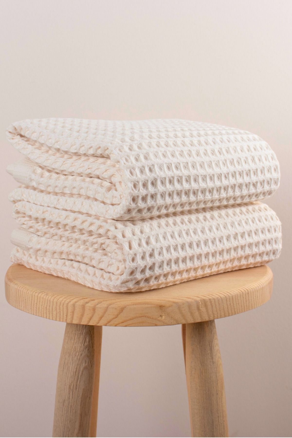 Püskül Tekstil Lüks Banyo Havlusu 2'li Set, Waffle Dokuma, 100% Pamuk, Yüksek Kalite, Çabuk Kuruyan Banyo Havluları