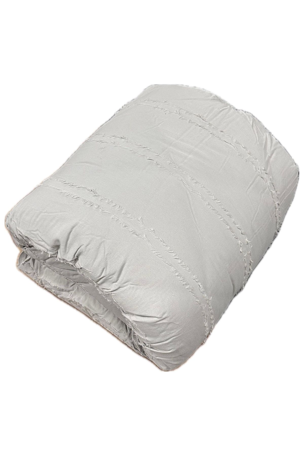 Clasy-100% Cotton Ranforce Single Double Sided Quilt Avola V3 Gray-Cream Plain Pattern 3