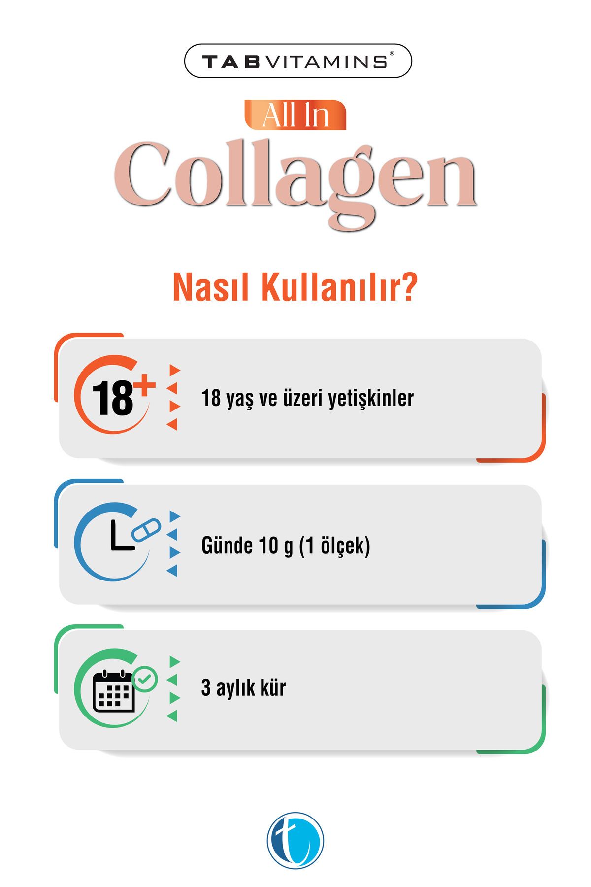 Tabvitamins-All in Collagen 30 Servies Unflavored Hydrolyzed Collagen Peptides Type 1 Type 2 Type 3 Type 5 Type 10 4