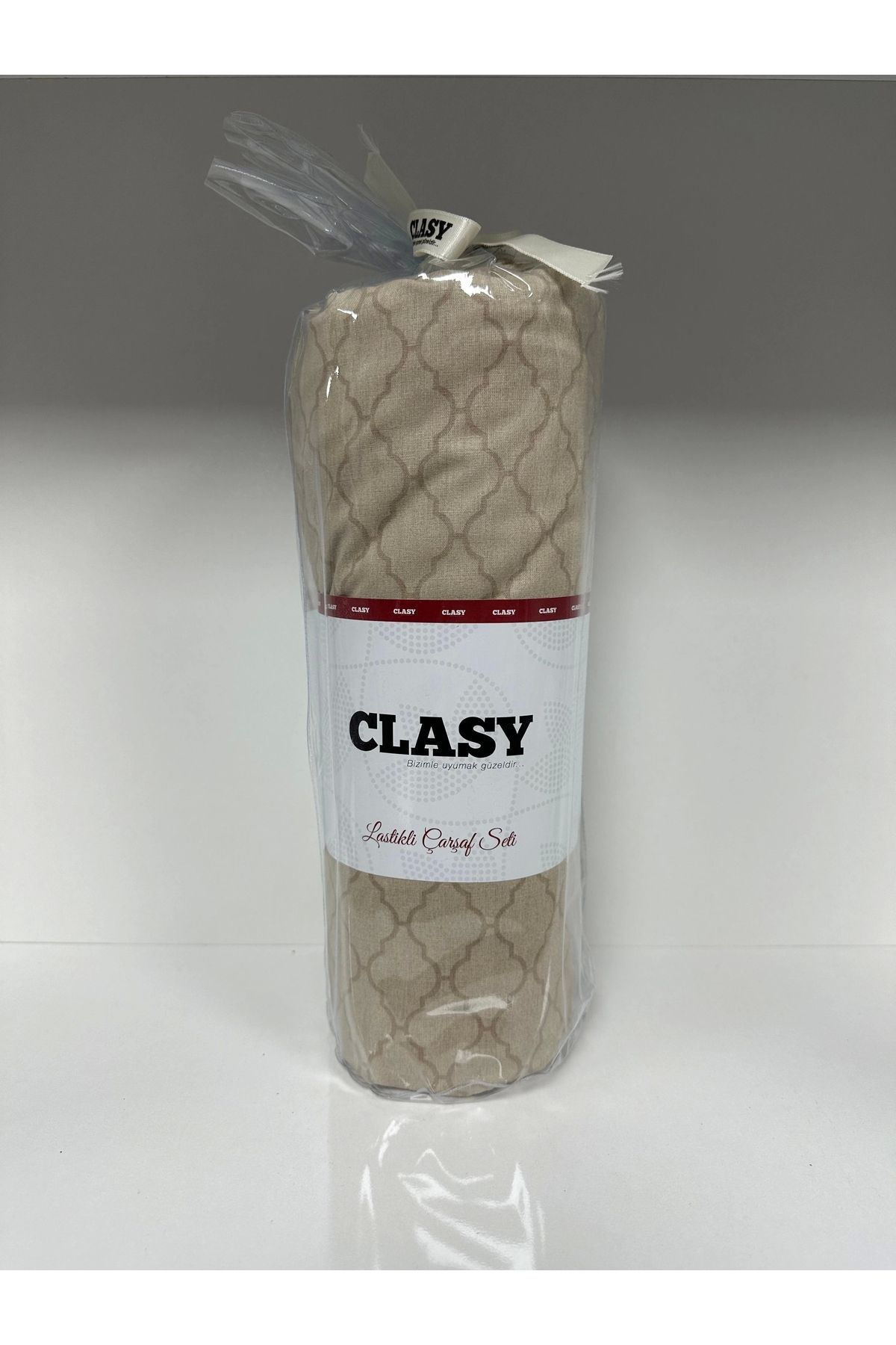 Clasy-Ranforce Elastic Sheet Set Double Patterned Milk Coffee 1