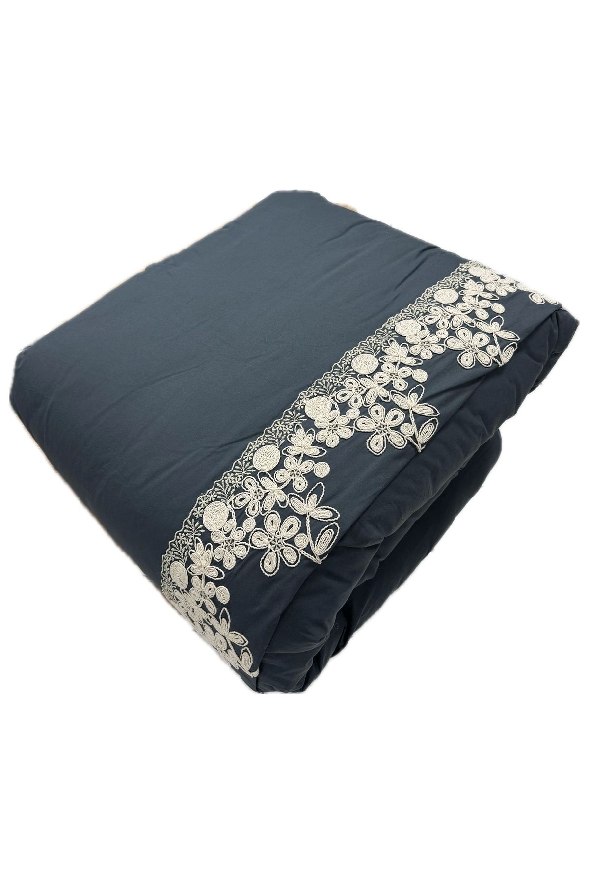 Clasy-Indigo Gray Ranforce Quilted - 100% Cotton, Reversible, Solid Pattern, Double V4 3