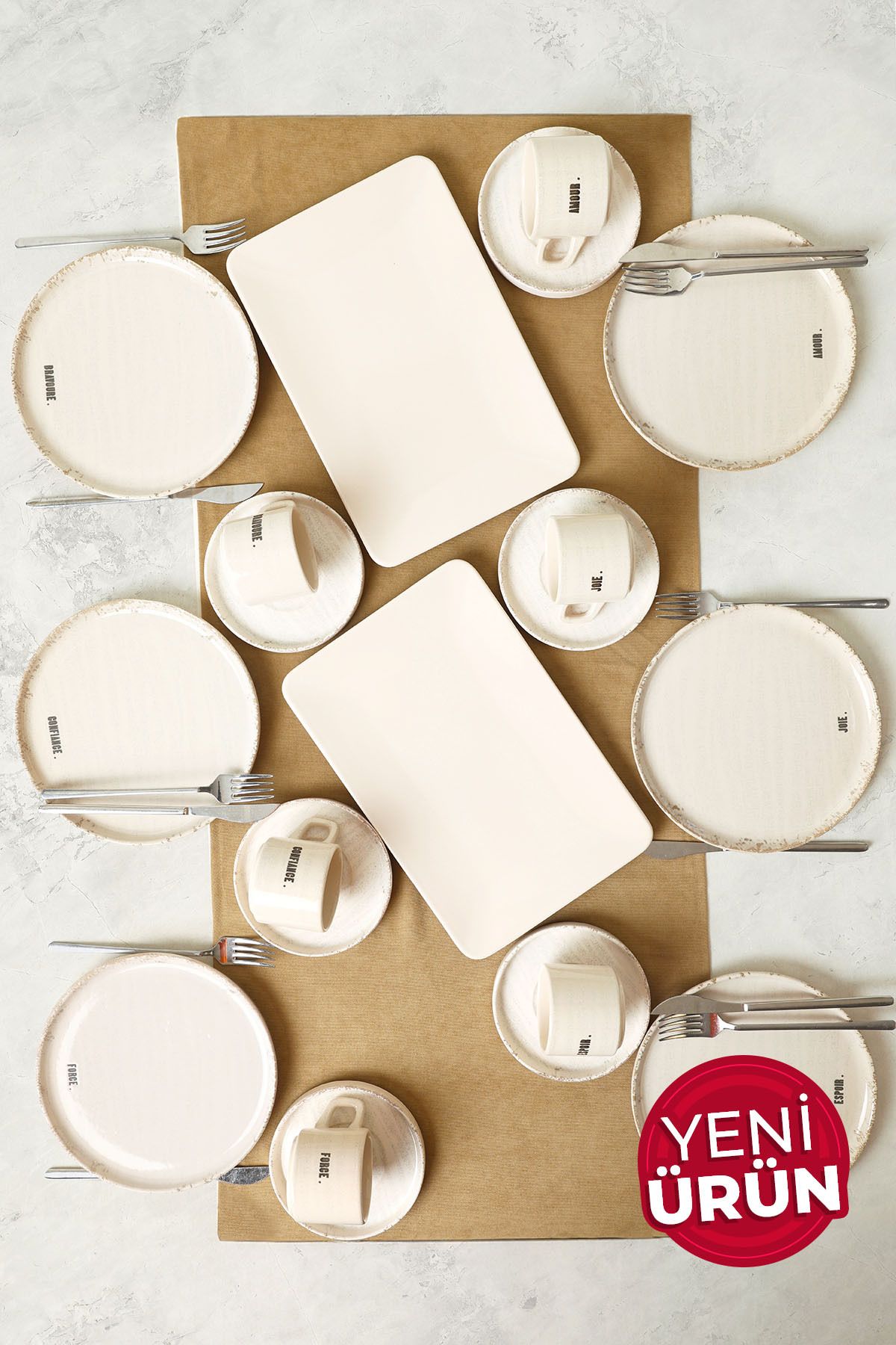 Keramika Deep Collection Mottolu Kahvaltı Takımı 20 Parça 6 Kişilik 22650-55