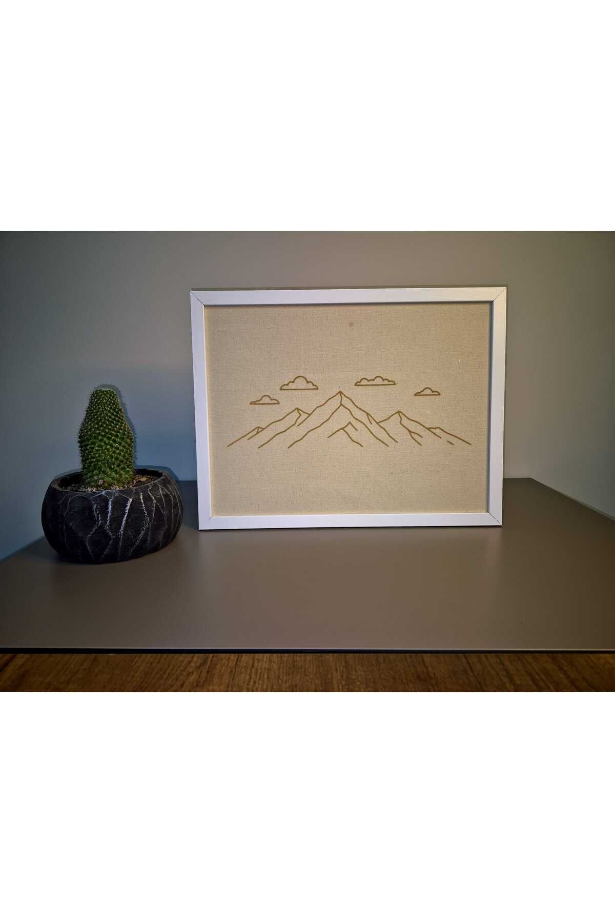Grand Fine Art Kumaş Üzeri Lazer Kazıma Dağ Minimalist