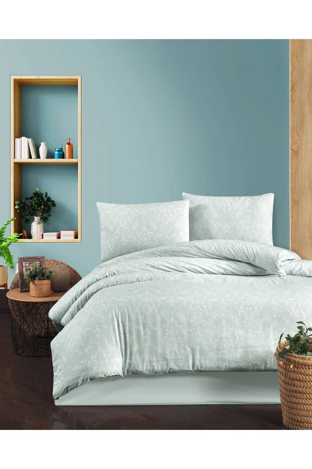 Evim Alea Desenli Crown Yeşili Çift Kişilik Nevresim Takımı 200x220cm