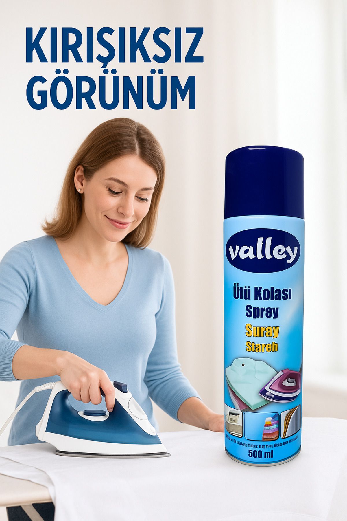 Valley ÇAMAŞIR ÜTÜ KOLASI SPREY KIRIŞIK ÖNLEYİCİ (500ML)