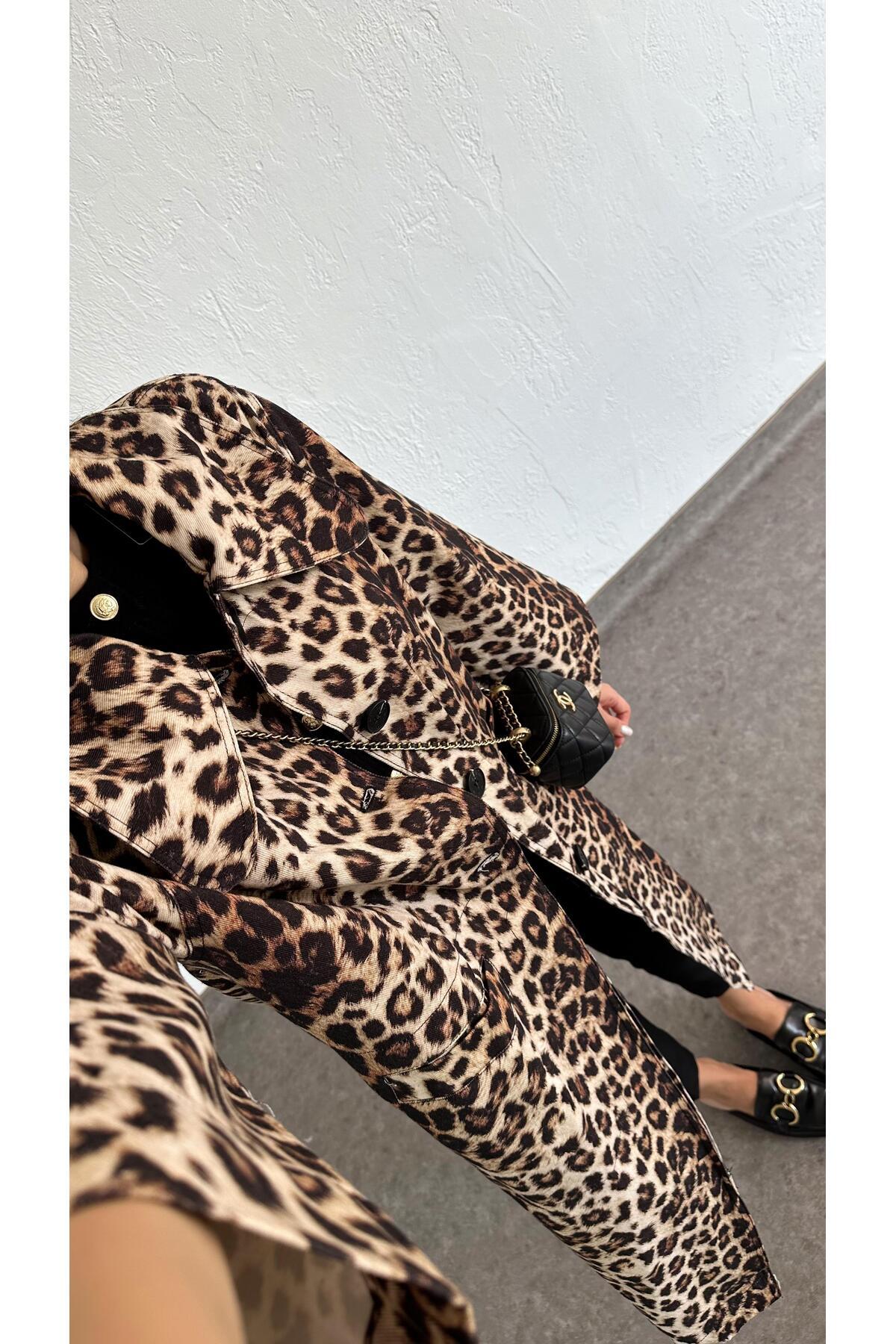HAZELANNA-Leopard Patterned Trench Coat 5