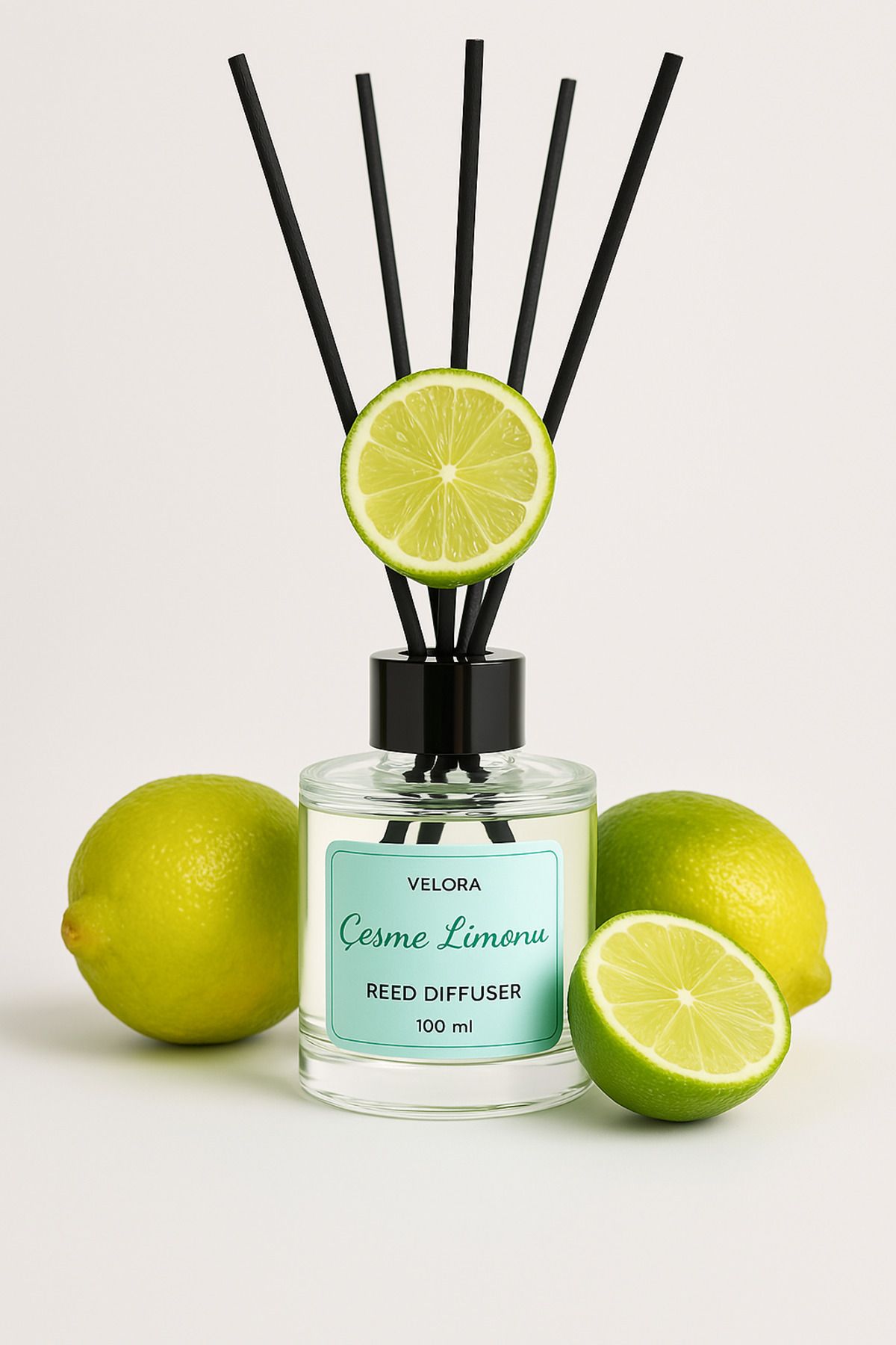 CalmaFlame Velora Reed Diffuser 100 ml Bambu Çubuklu Çeşme Limonu Oda Kokusu