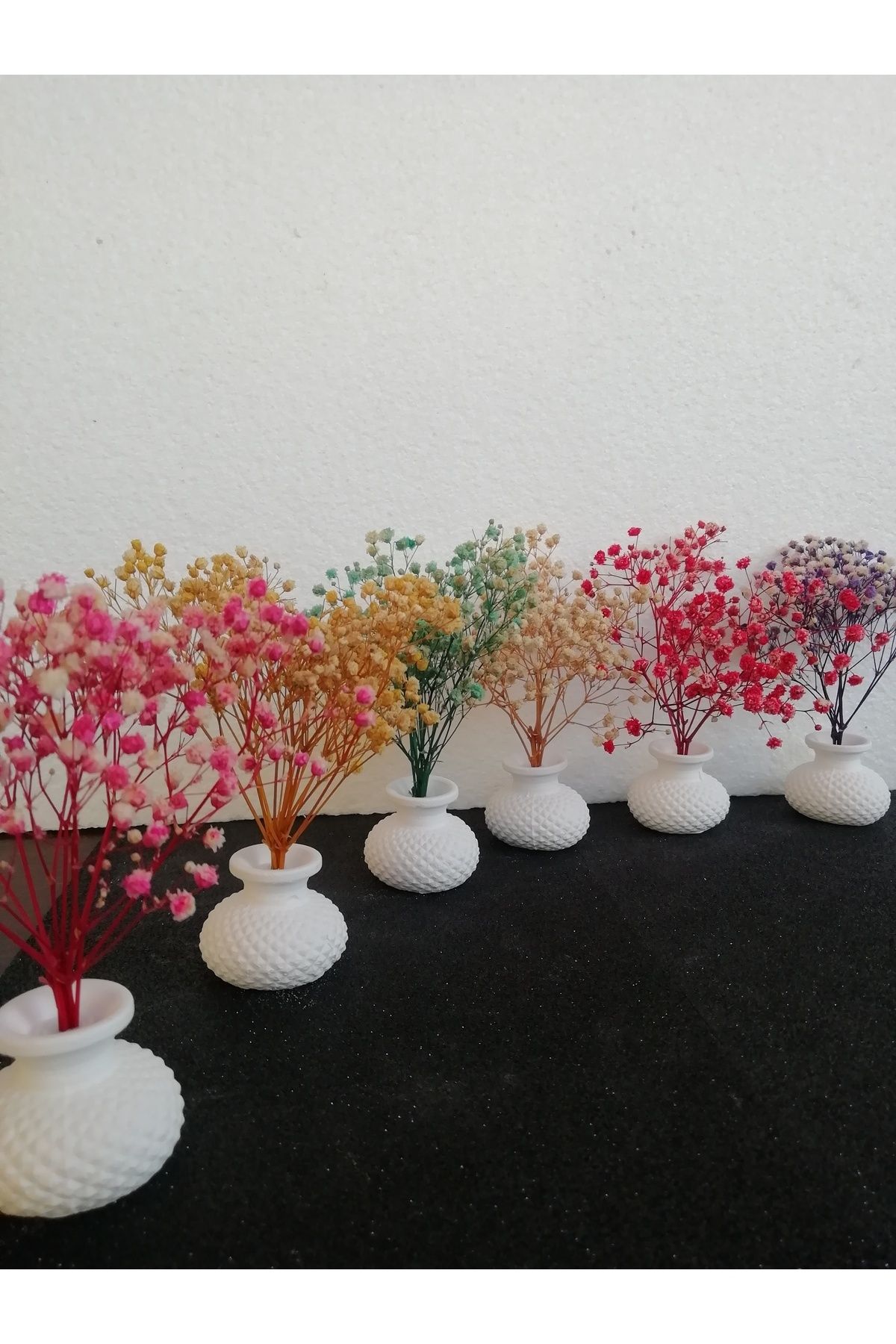 TTH Takatuka Hediyelik Dekoratif 6lı Set Mini Saksılı Kuru Çiçek Başak Kahve Yanı Sunumluk Dekoratif Obje 15x4 cm