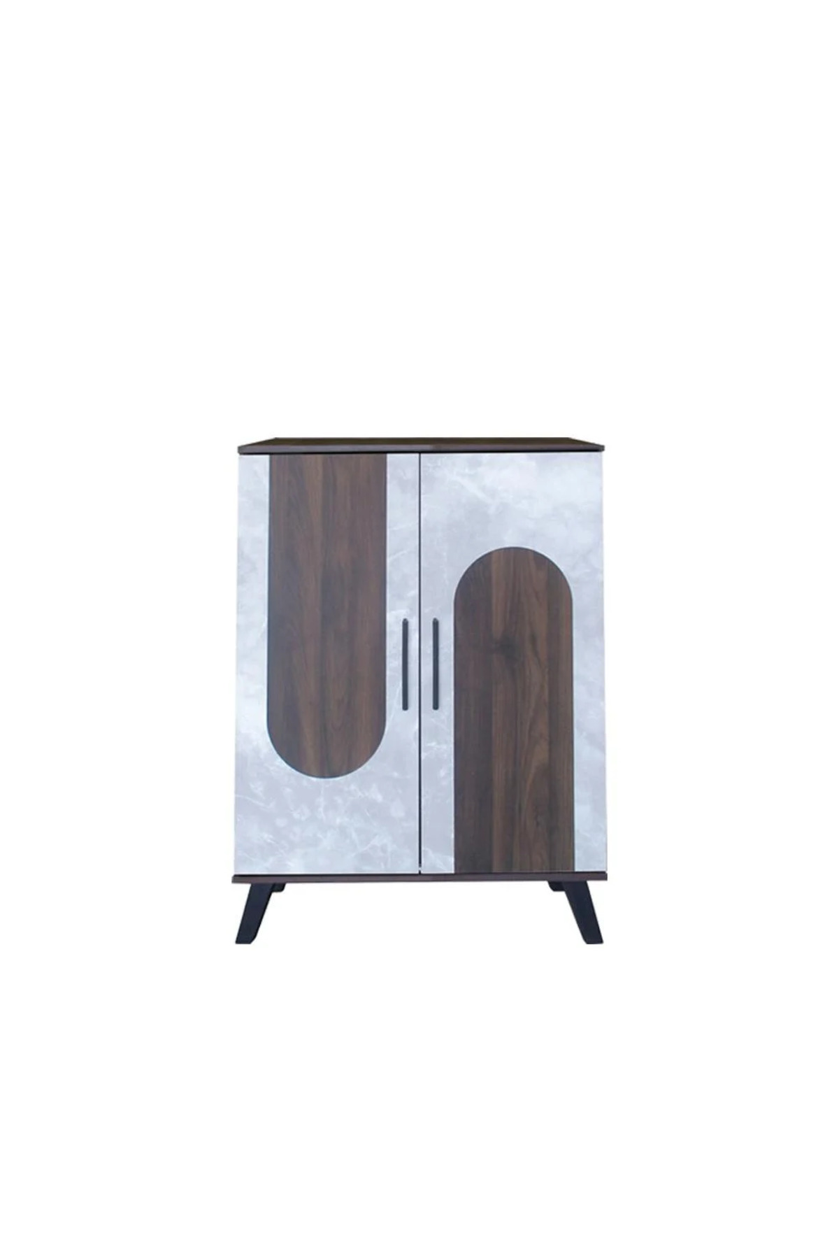 Generic-5-Shelf Malaysian Wooden Shoe Cabinet - Dark Brown and Gray 3