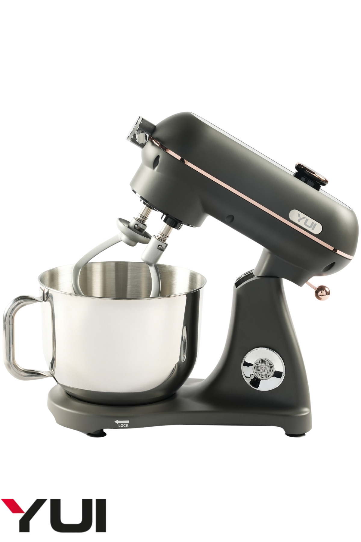 Yui M122 Plus Easy Chef Dc Motor Stand Mikser Çift Başlıklı Hoparlör Özellikli Mat Gri Gold