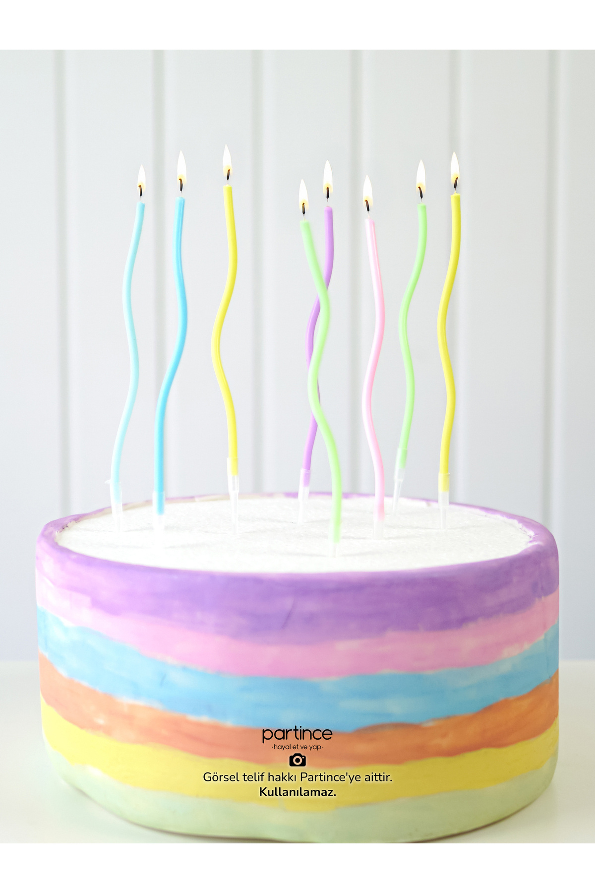 partince 8 Adet Makaron Renkli Spiral Kıvrımlı Pasta Mumu Doğum Günü Pasta Mumu
