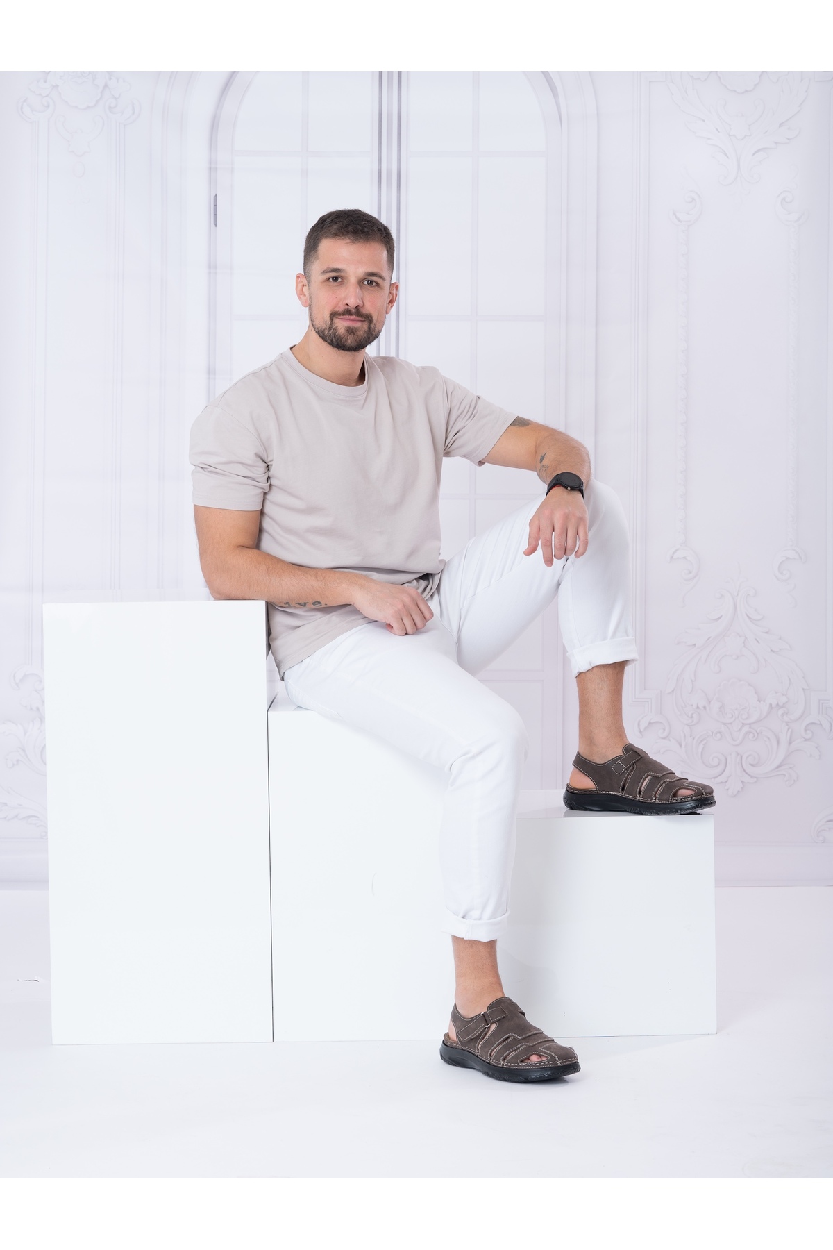 Tigerline Erkek Sandalet - Kahverengi - Konfor Destekli Yapı Şık Tasarım Yumuşak Taban Günlük Kullanıma Uygun görsel 3