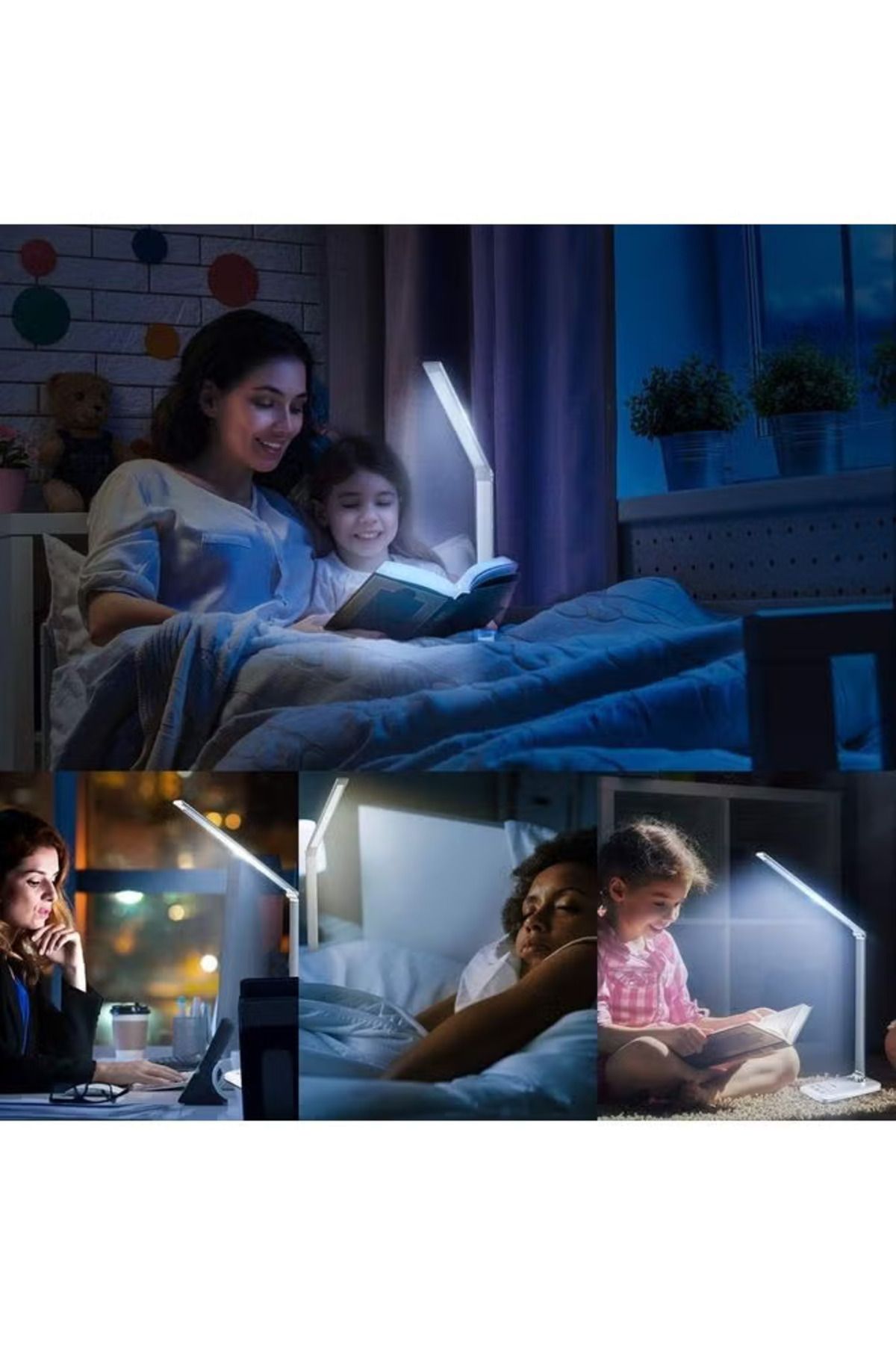 COOYA-Foldable LED desk lamp,52 lamp beads,USB interface,wireless fast charging,5-speed adjustment,white 7