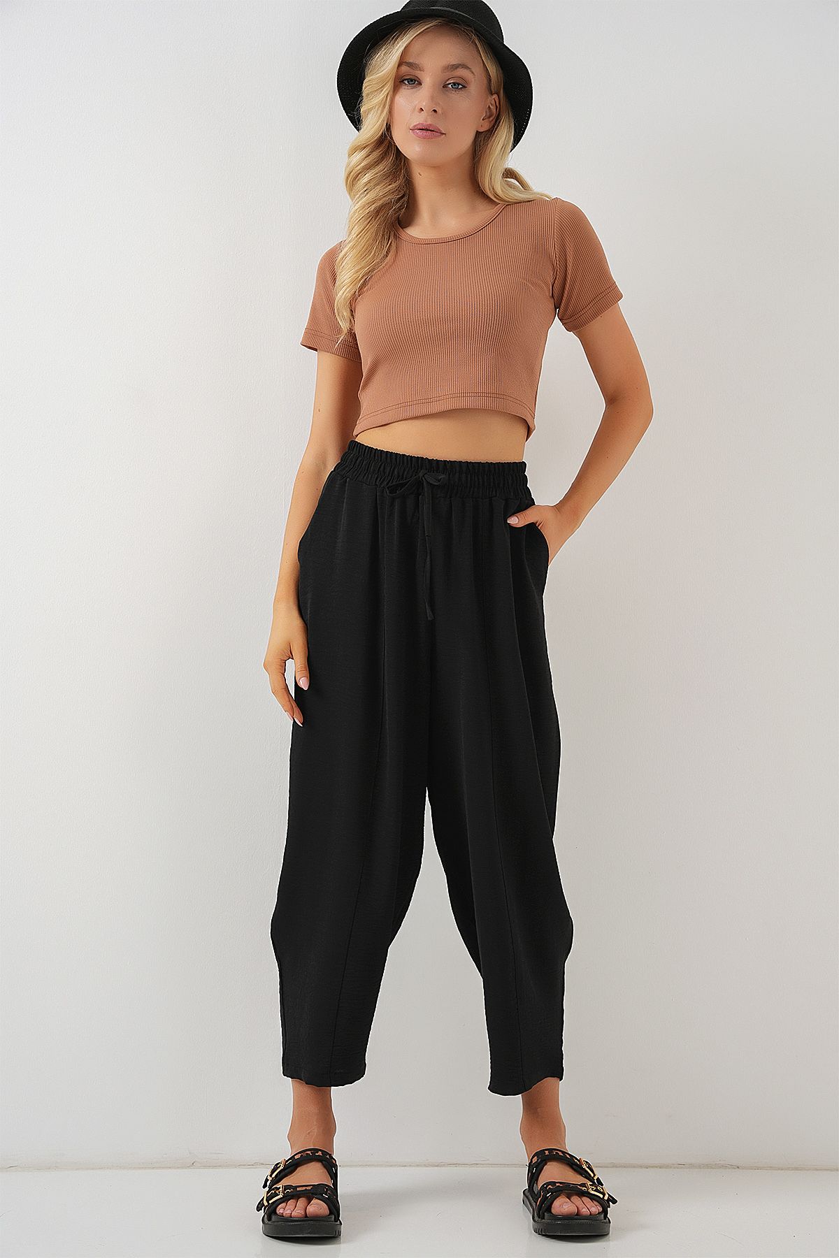 Bigdart-6591 Tkané kalhoty Shalwar – černé 3