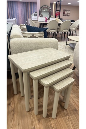 AKSET 4lü Traverten Bohem Zigon Sehpa Vizon