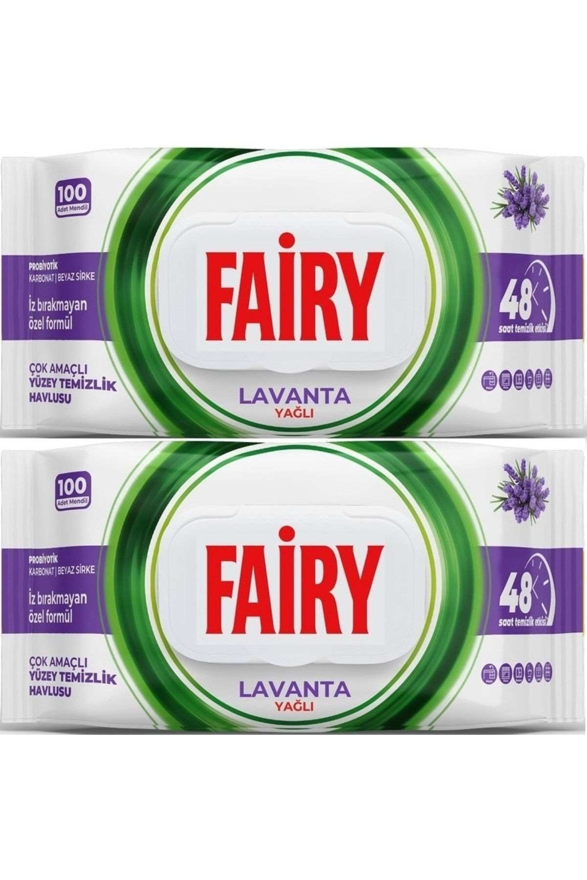 Fairy Yüzey Temizlik Havlusu 100 Yaprak Lavanta Yağlı - Beyaz Sirke - Karbonat (2 Lİ SET) 200 Yaprak