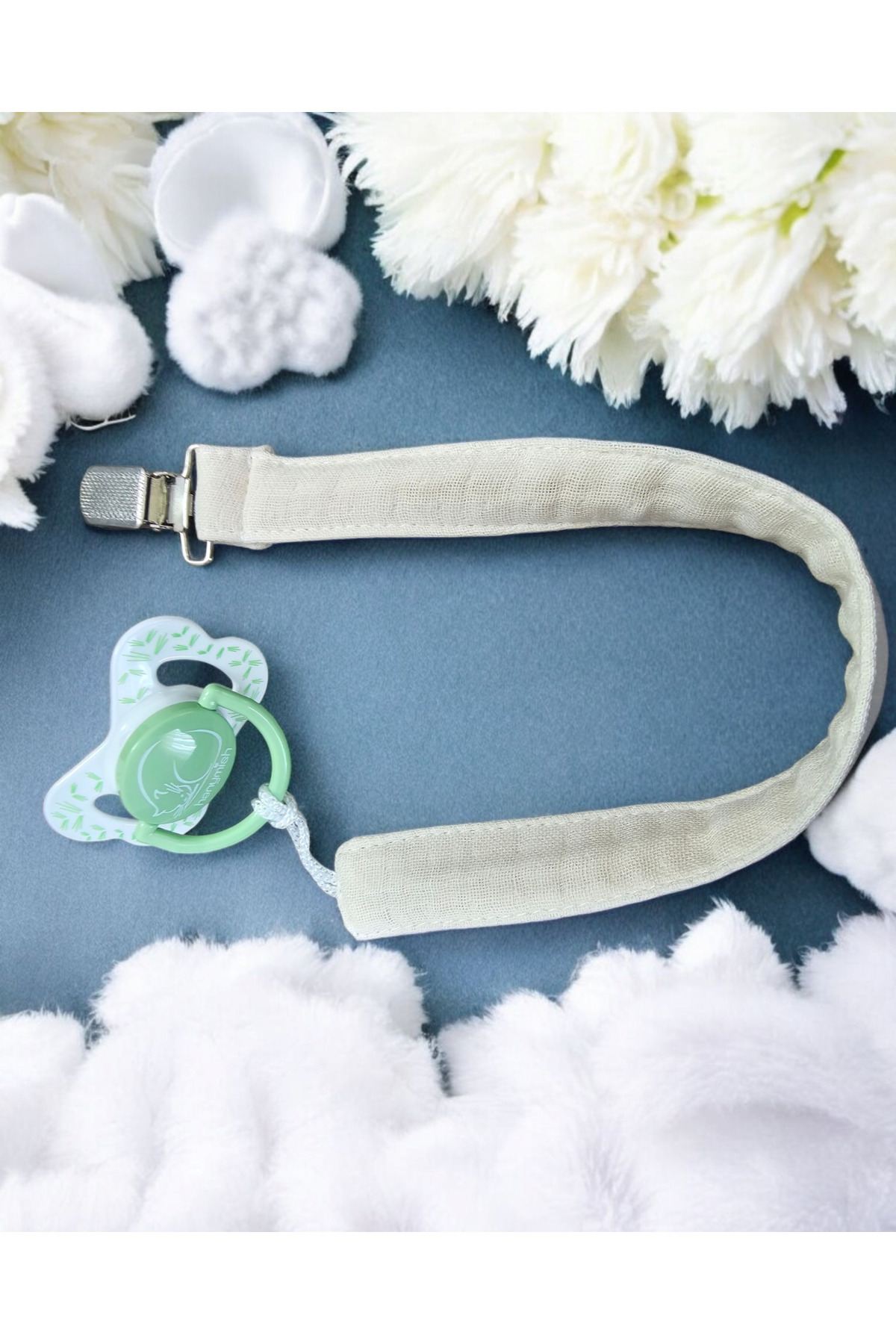 BeybiNest Multi Müslin Emzik Askısı Klipsli Emzik Tutacağı 3 Lü Set fotoğrafı 4 (önizleme)