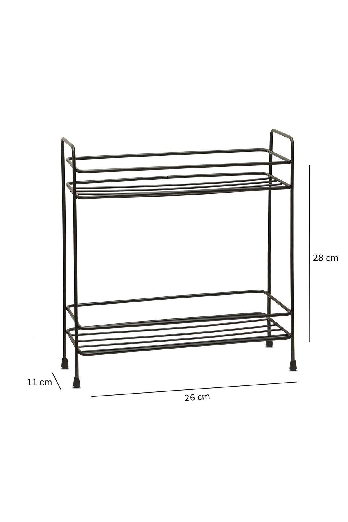 HOMİNG-Homing 2 Tier Black Multi-Purpose Organizer Shelf Bathroom Kitchen Cosmetic Organizer Stand 3