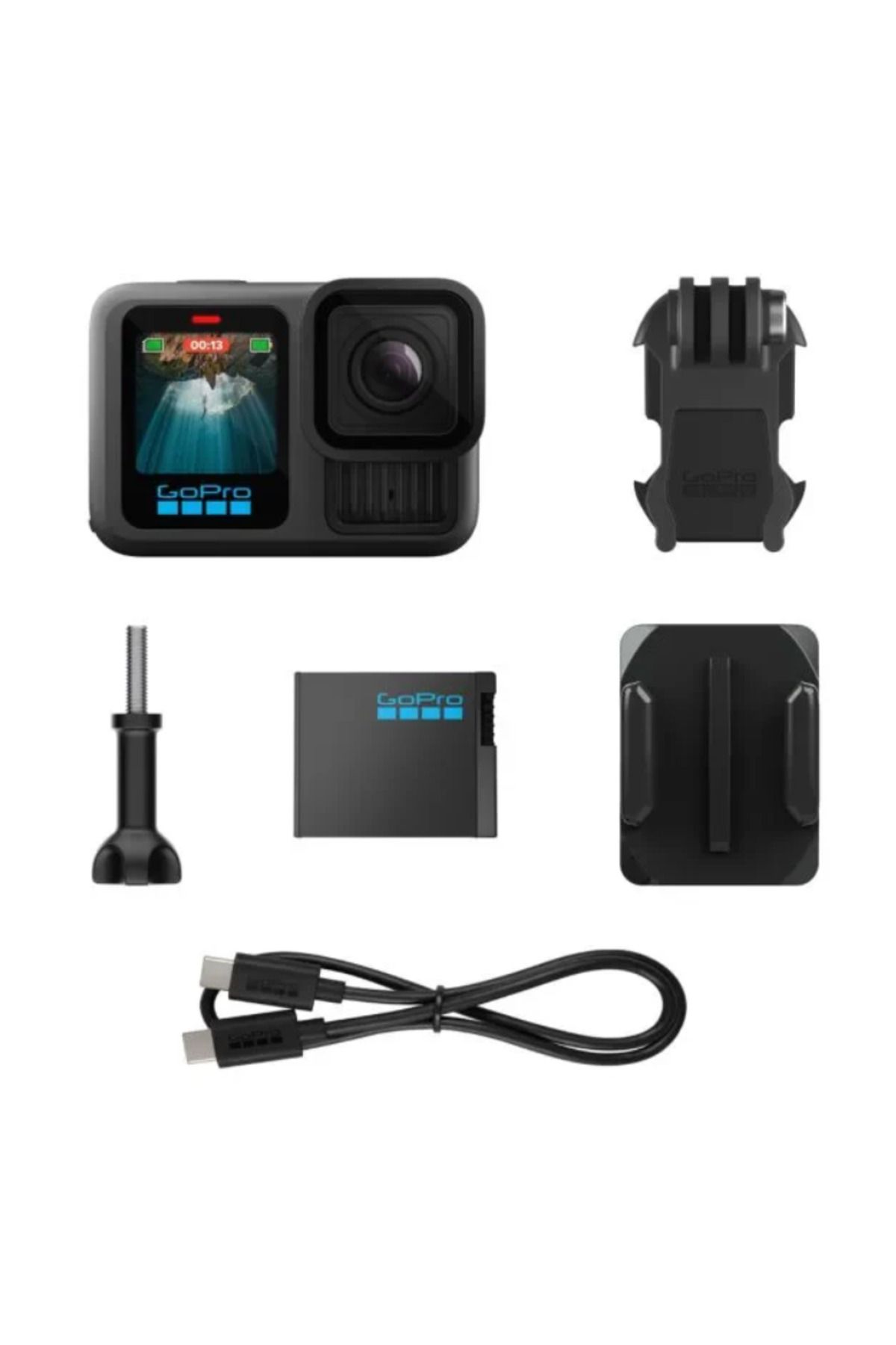 Tekno İthalat Hero 13 Black Aksesuar Kit 2 Adet Batarya, Tutacak Hafıza Kartı Çanta