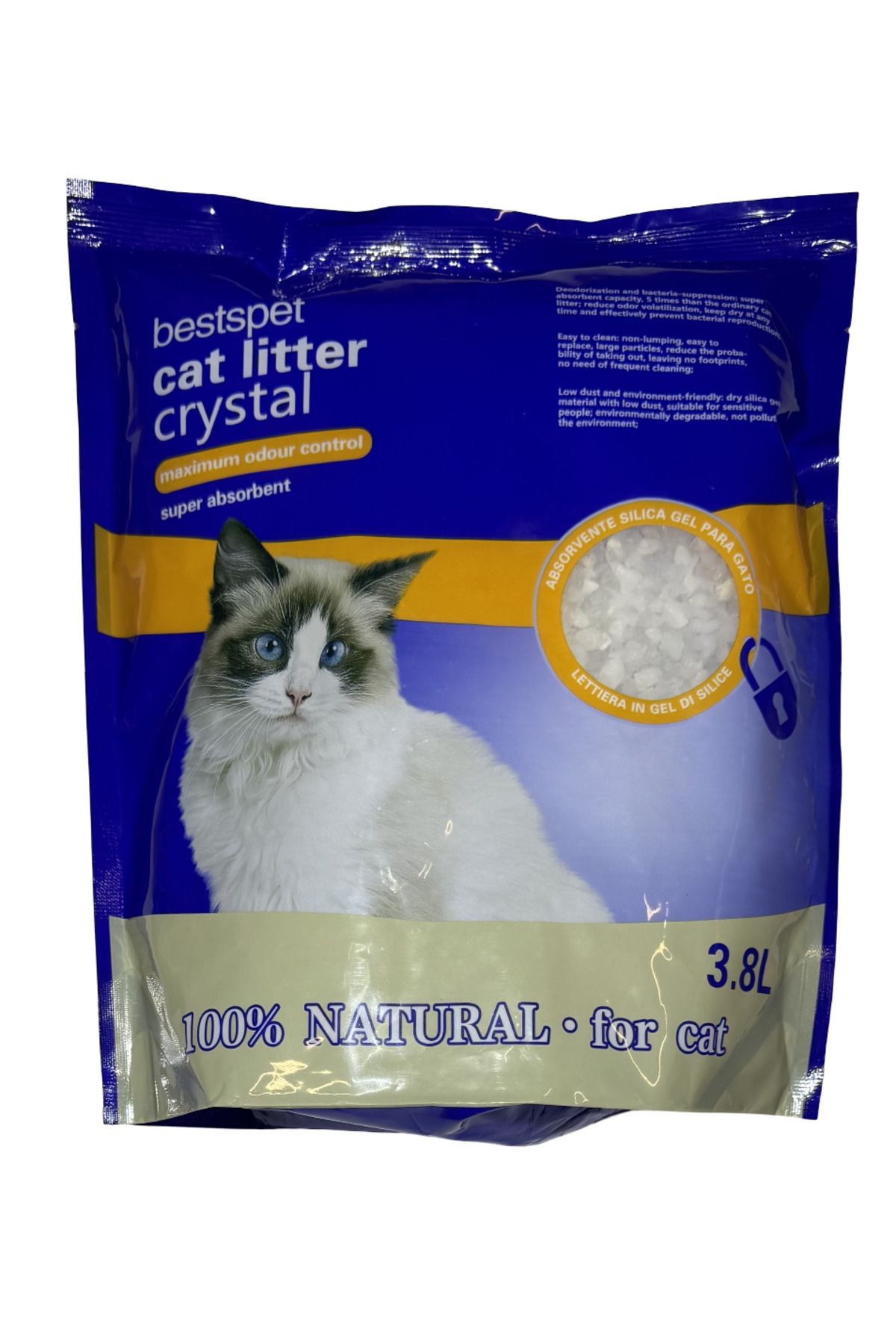 BestsPet Silika Kristal Kedi Kumu 3.8 LT X 5 Adet Tozsuz Kokusuz Naturel Parfümsüz Topaklaşmayan Kalın Taneli