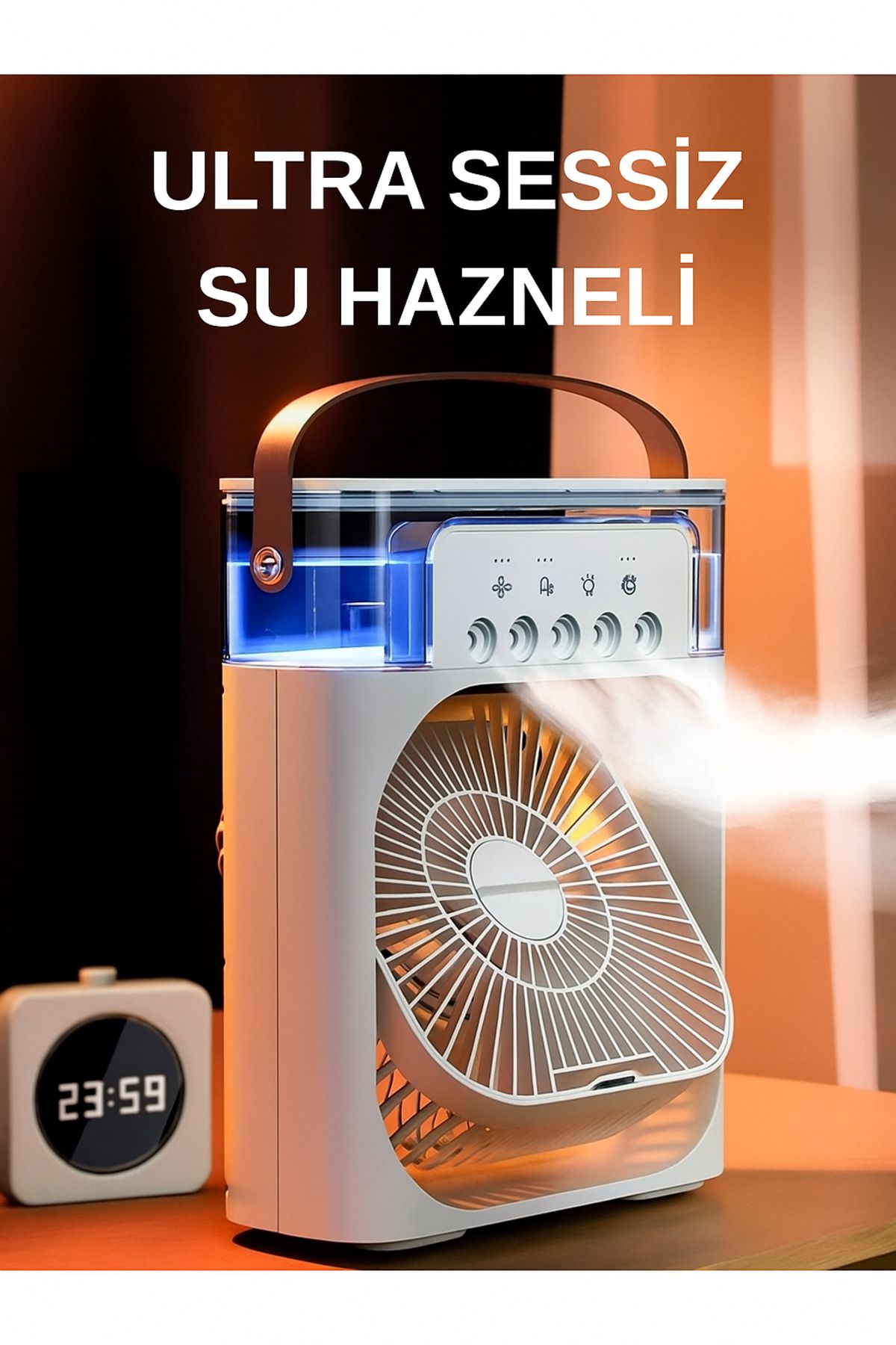Smith Taşınabilir Ev Ofis Hava Masa Vantilatörü Nemlendirici Fan Ve Buhar Makinesi Rgb Işıklı Su Hazneli
